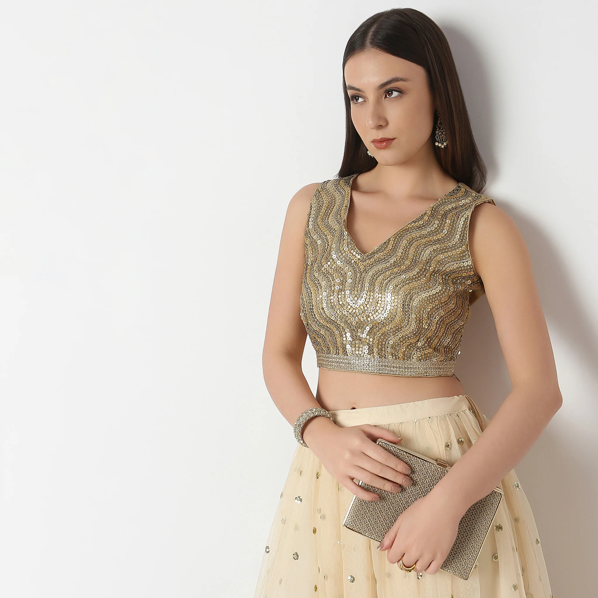 Regular Fit Embroidered Crop Top