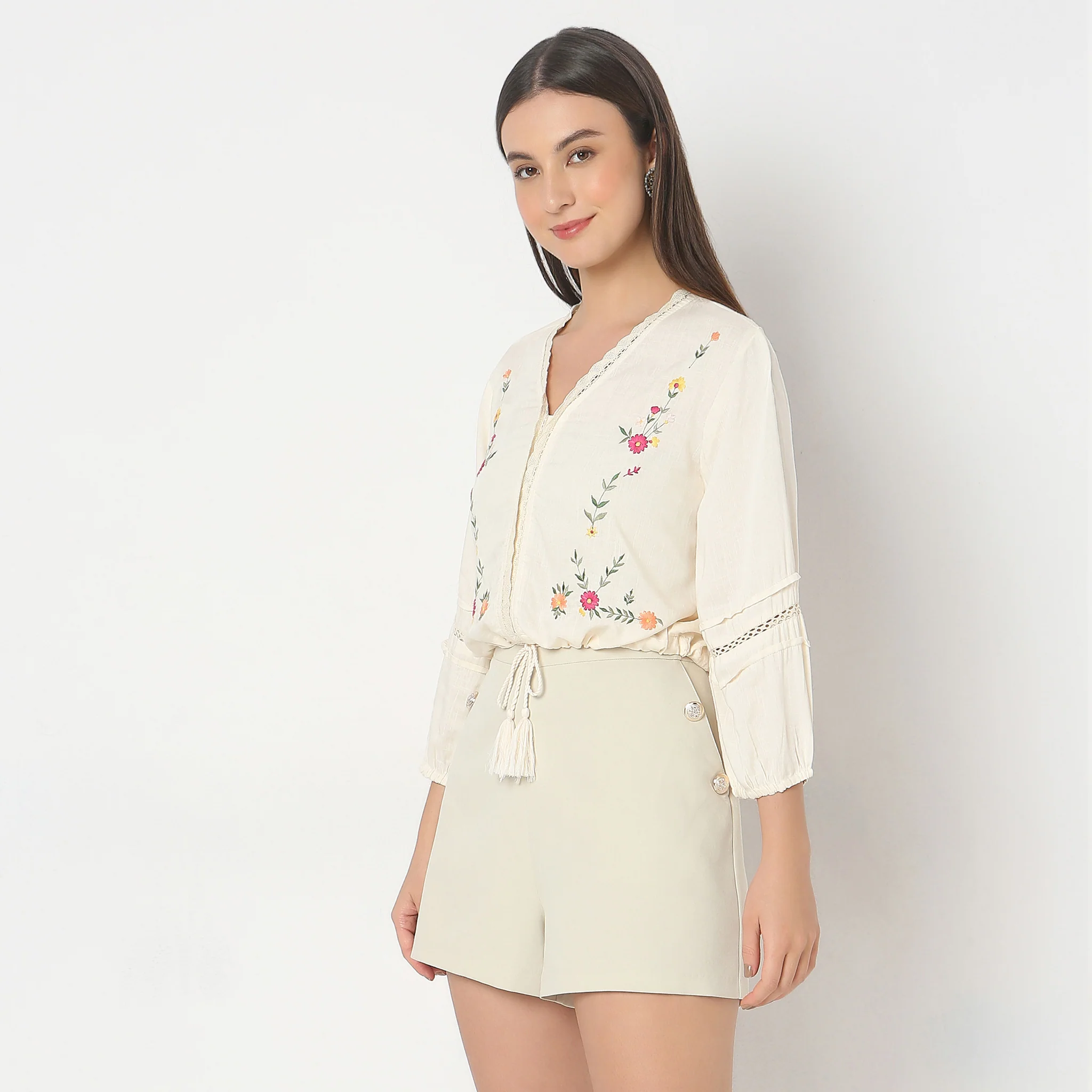 Regular Fit Embroidered Crop Top - Image 5