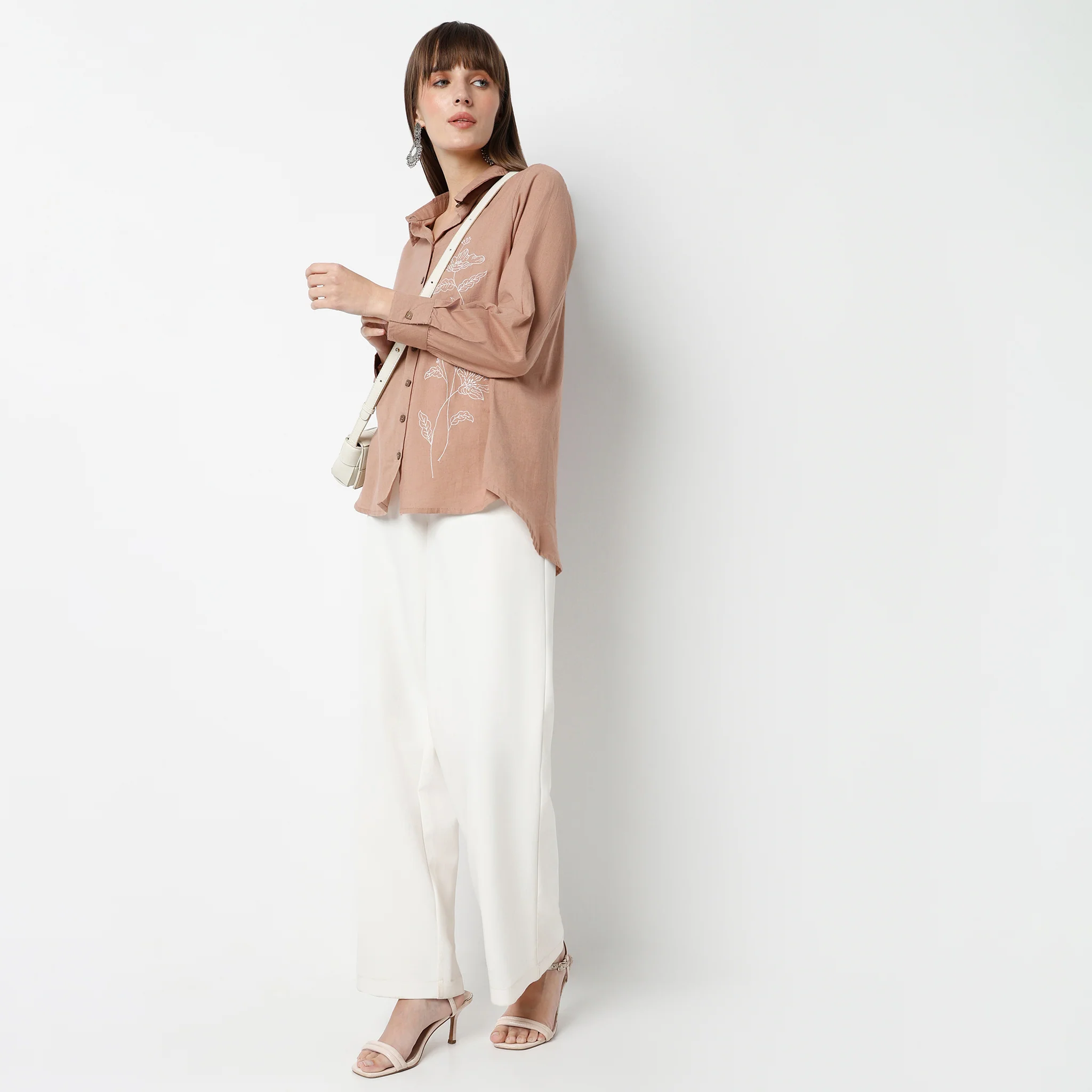 Embroidered Camp Collar Straight Full Sleeve Shirt - Image 5