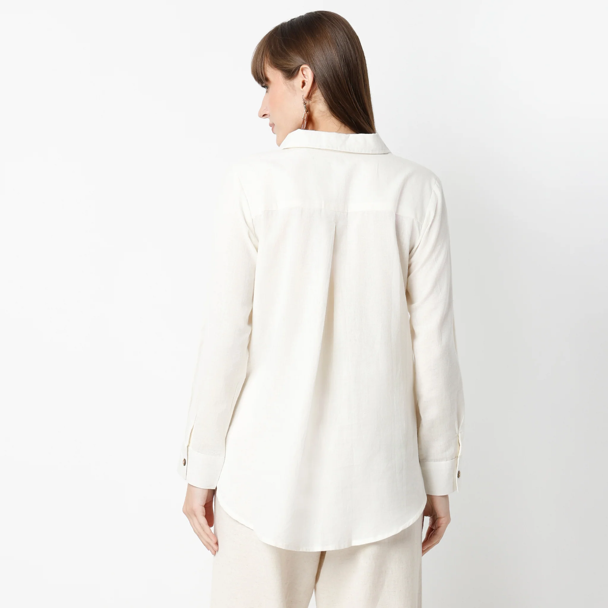 Embroidered Camp Collar Straight Full Sleeve Shirt - Image 8
