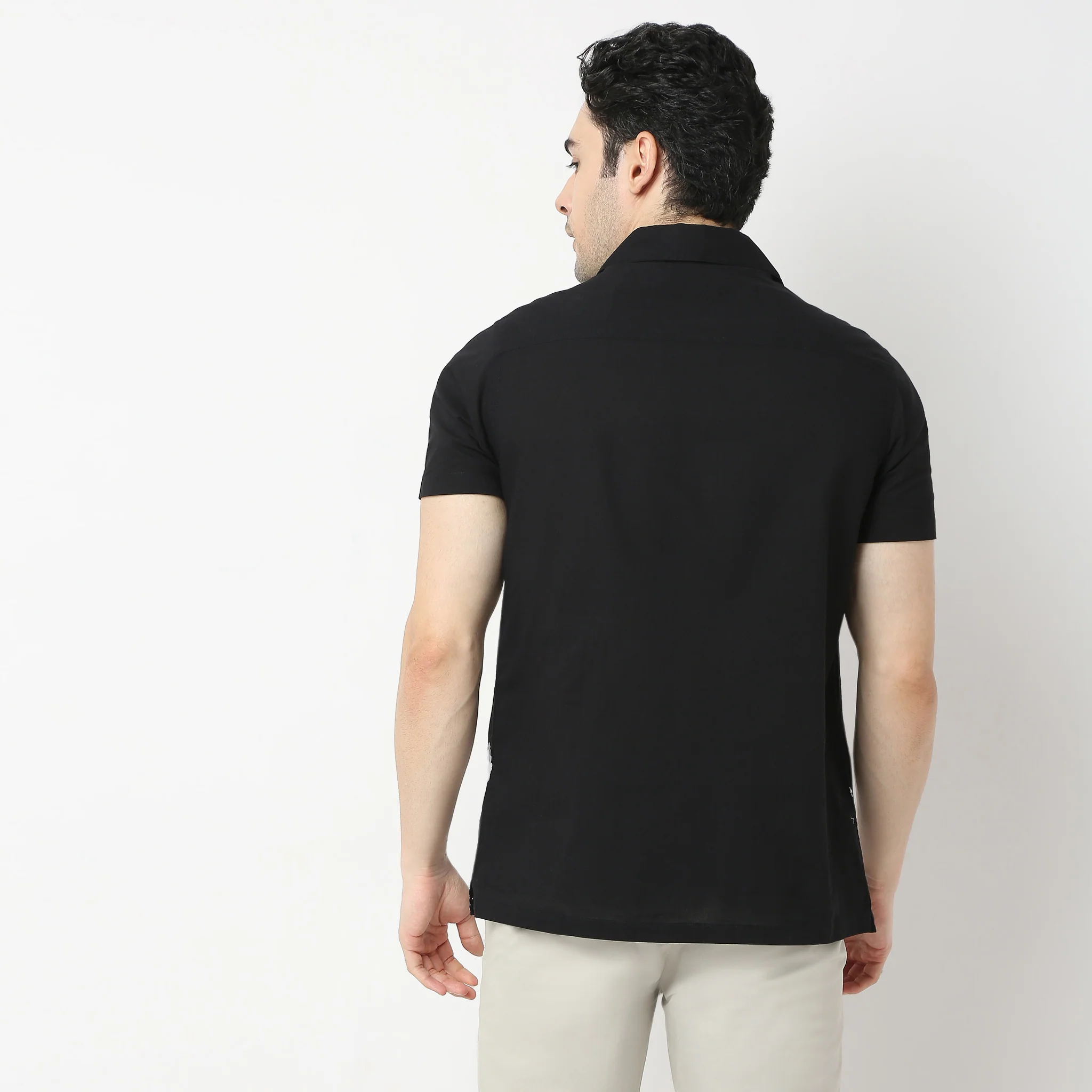 Trendy "Bae" Shirt Pure Cotton Embroidered Cuban Collar Regular Fit Shirt - Image 3