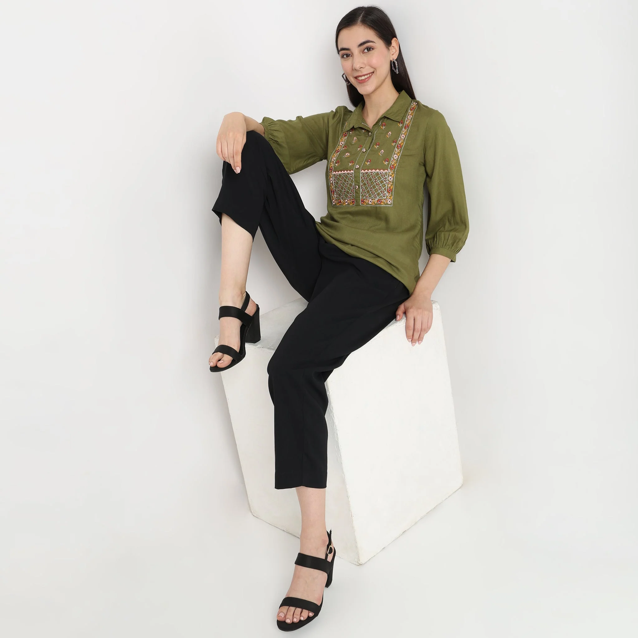 Regular Fit Embroidered Top - Image 6