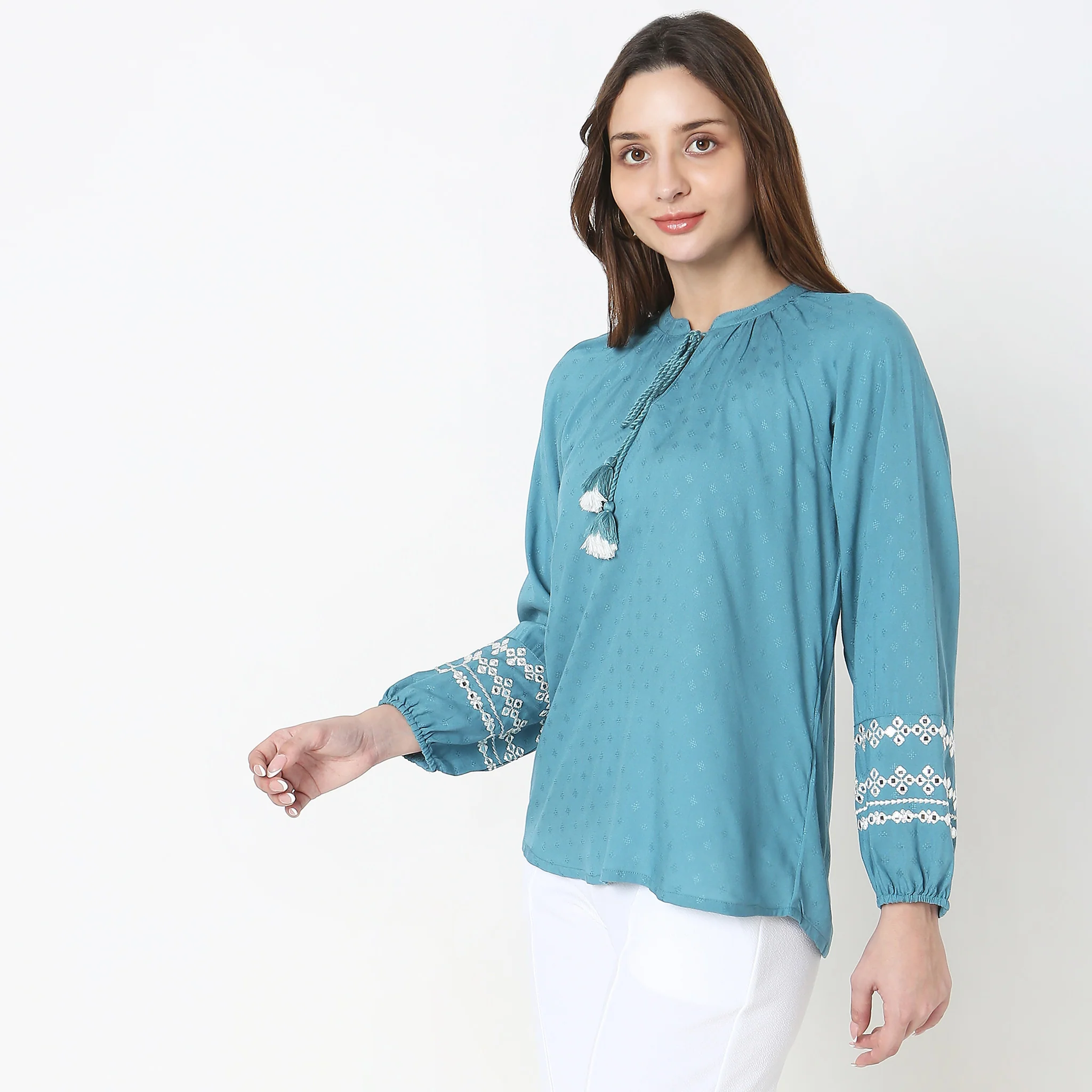 Regular Fit Embroidered Top - Image 10