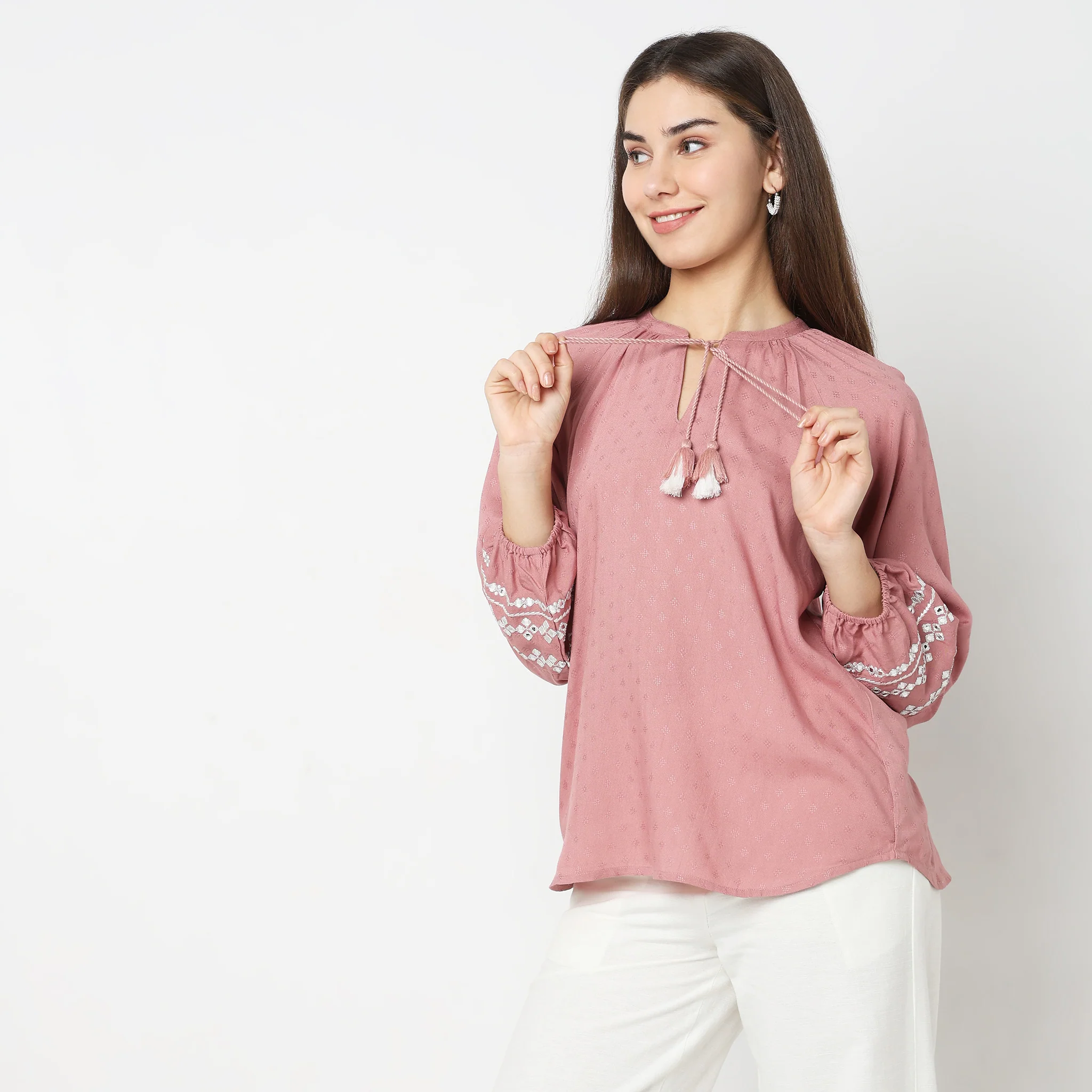Regular Fit Embroidered Top - Image 5