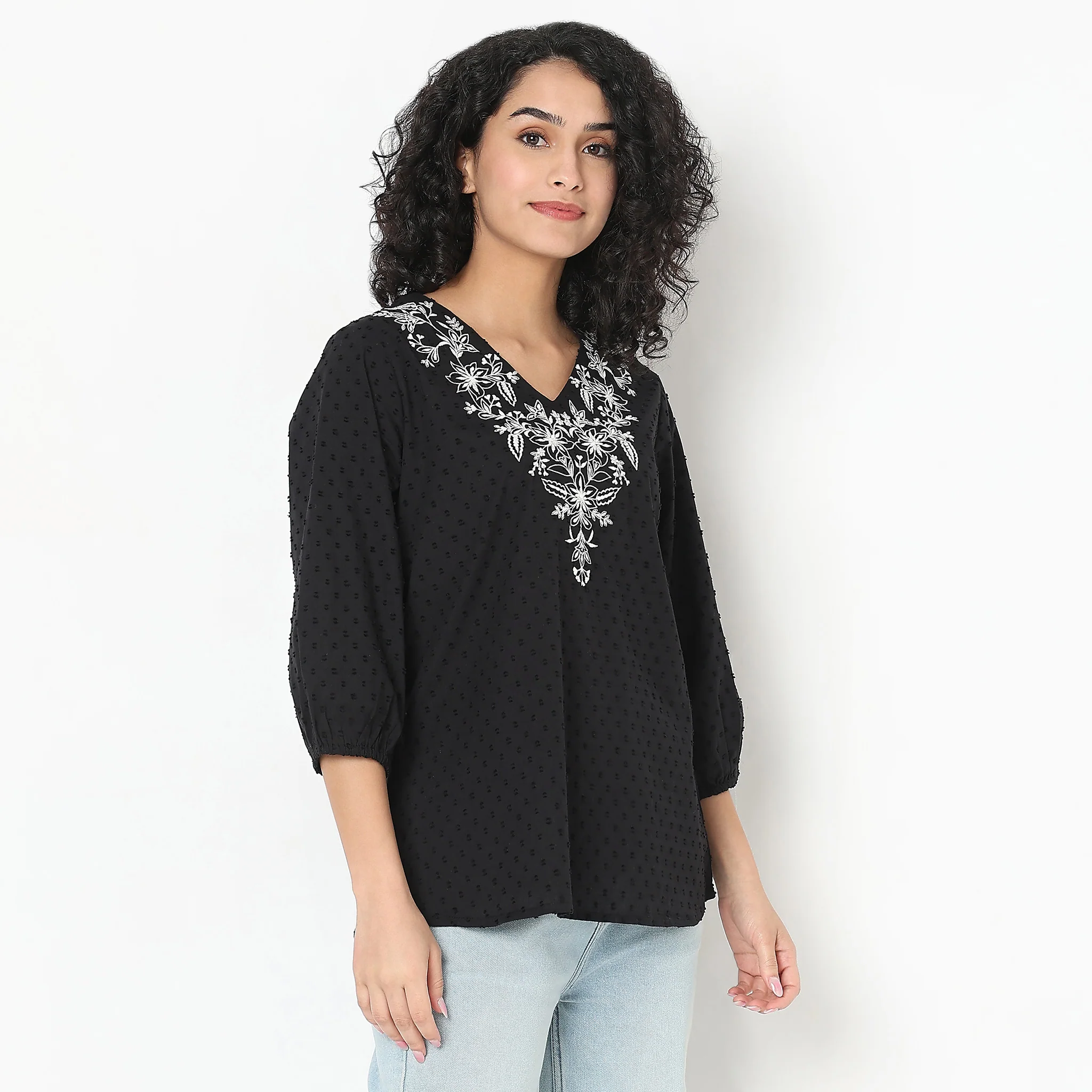 Regular Fit Embroidered Top - Image 5
