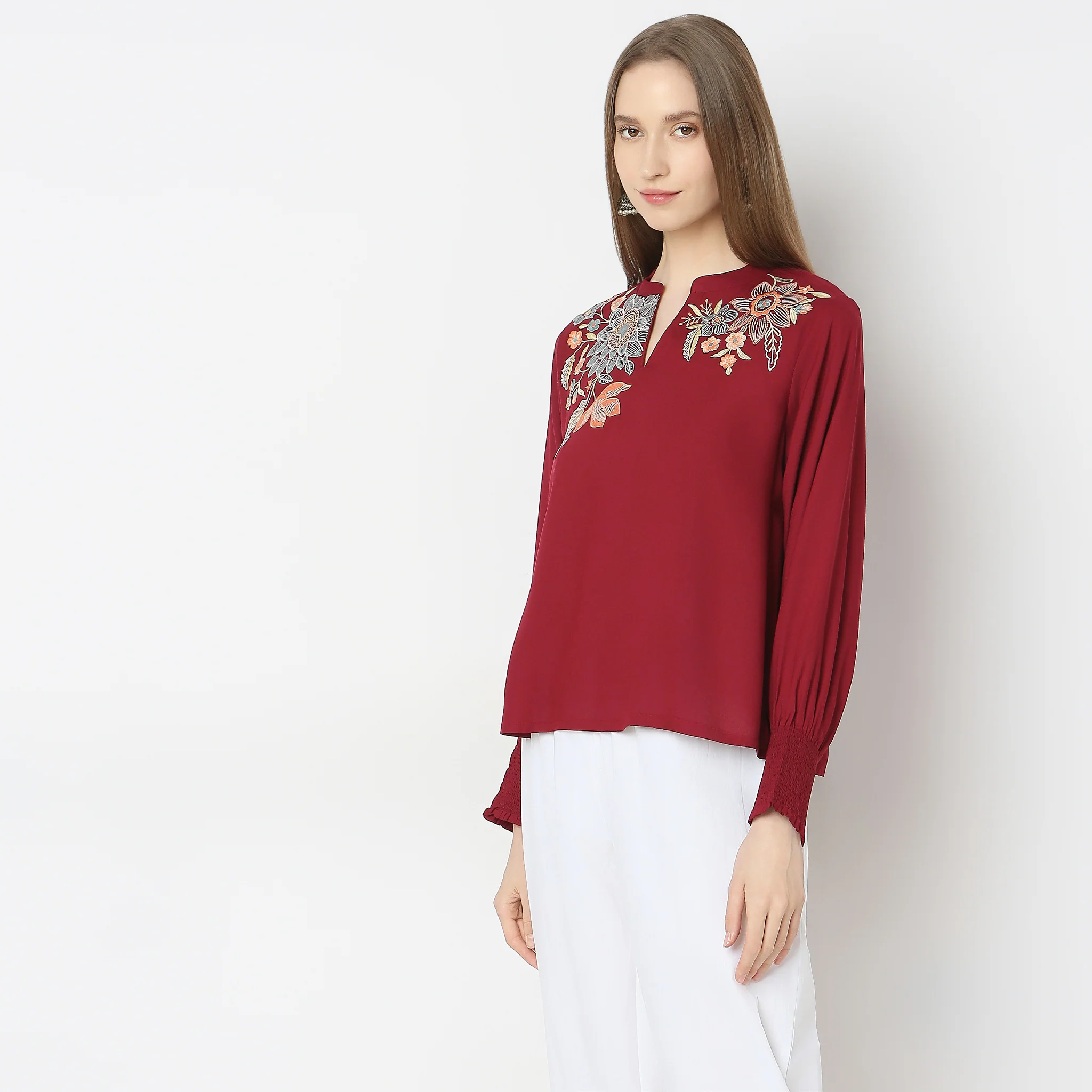 Regular Fit Embroidered Top - Image 5