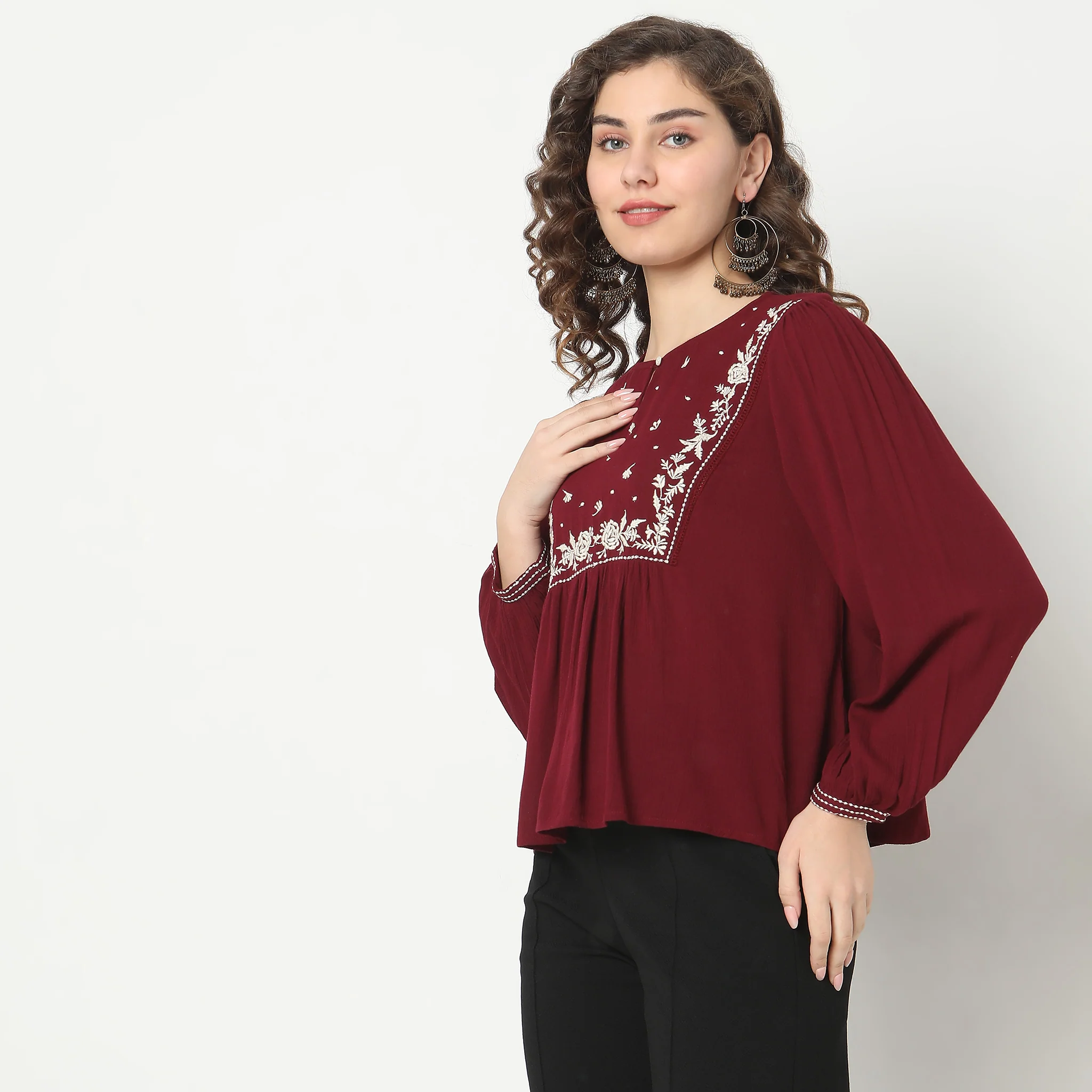 Regular Fit Embroidered Top - Image 10