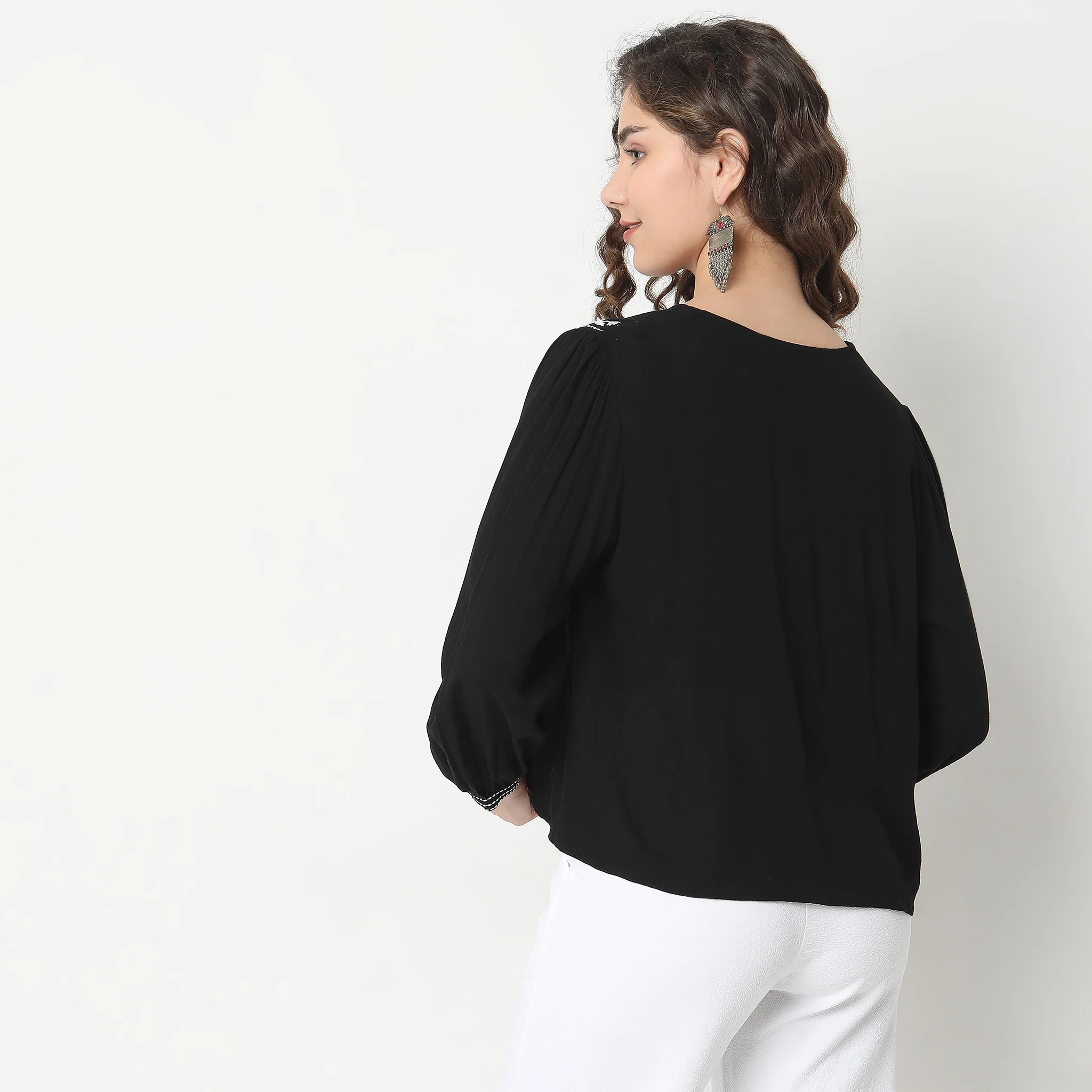 Regular Fit Embroidered Top - Image 3