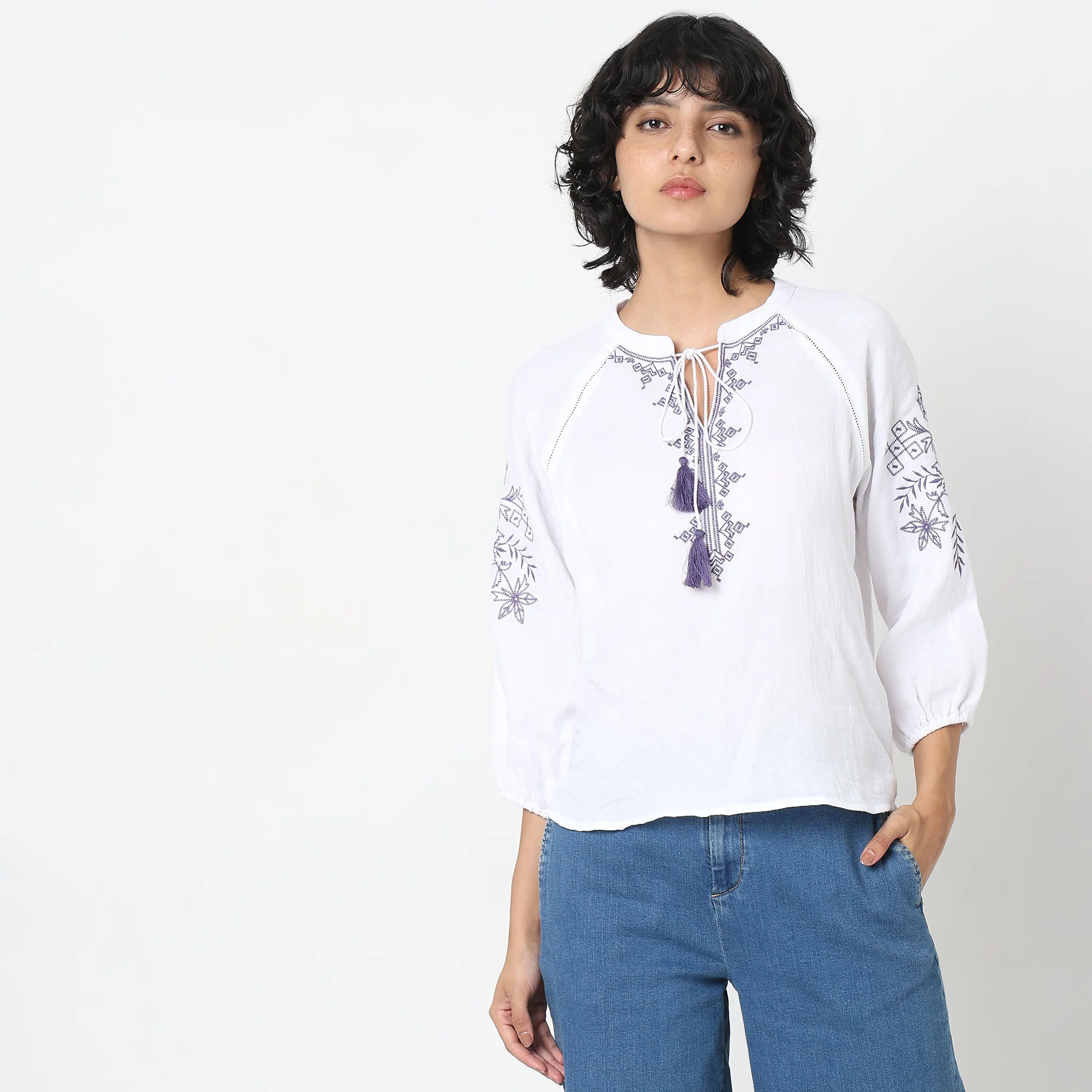 Regular Fit Embroidered Top - Image 2