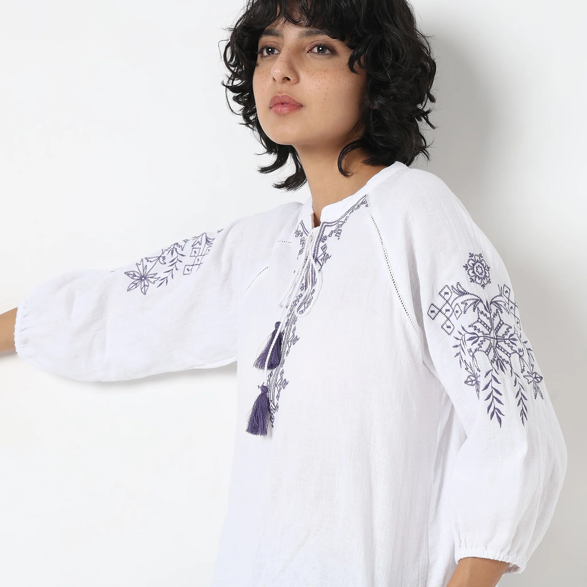 Regular Fit Embroidered Top - Image 4