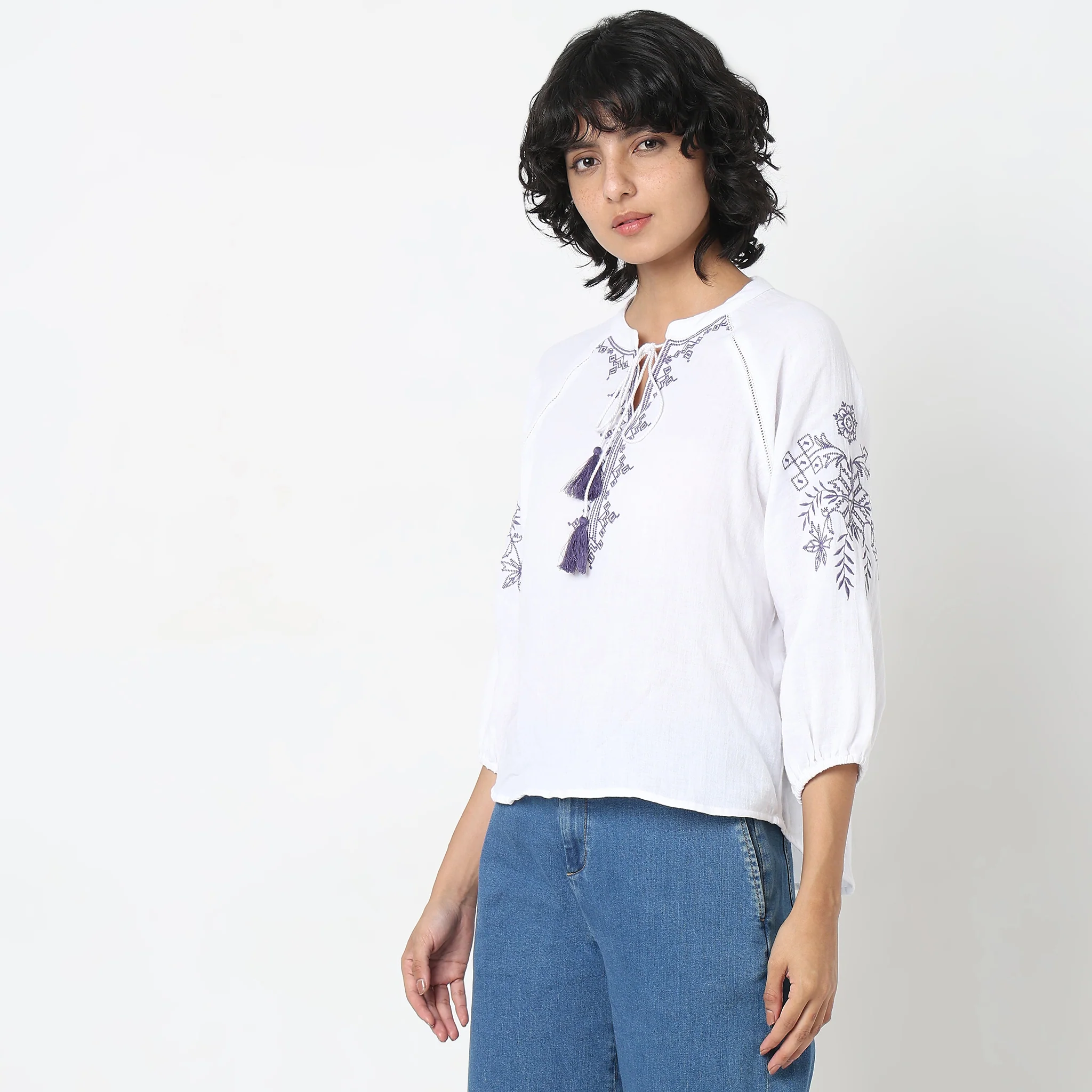 Regular Fit Embroidered Top - Image 5