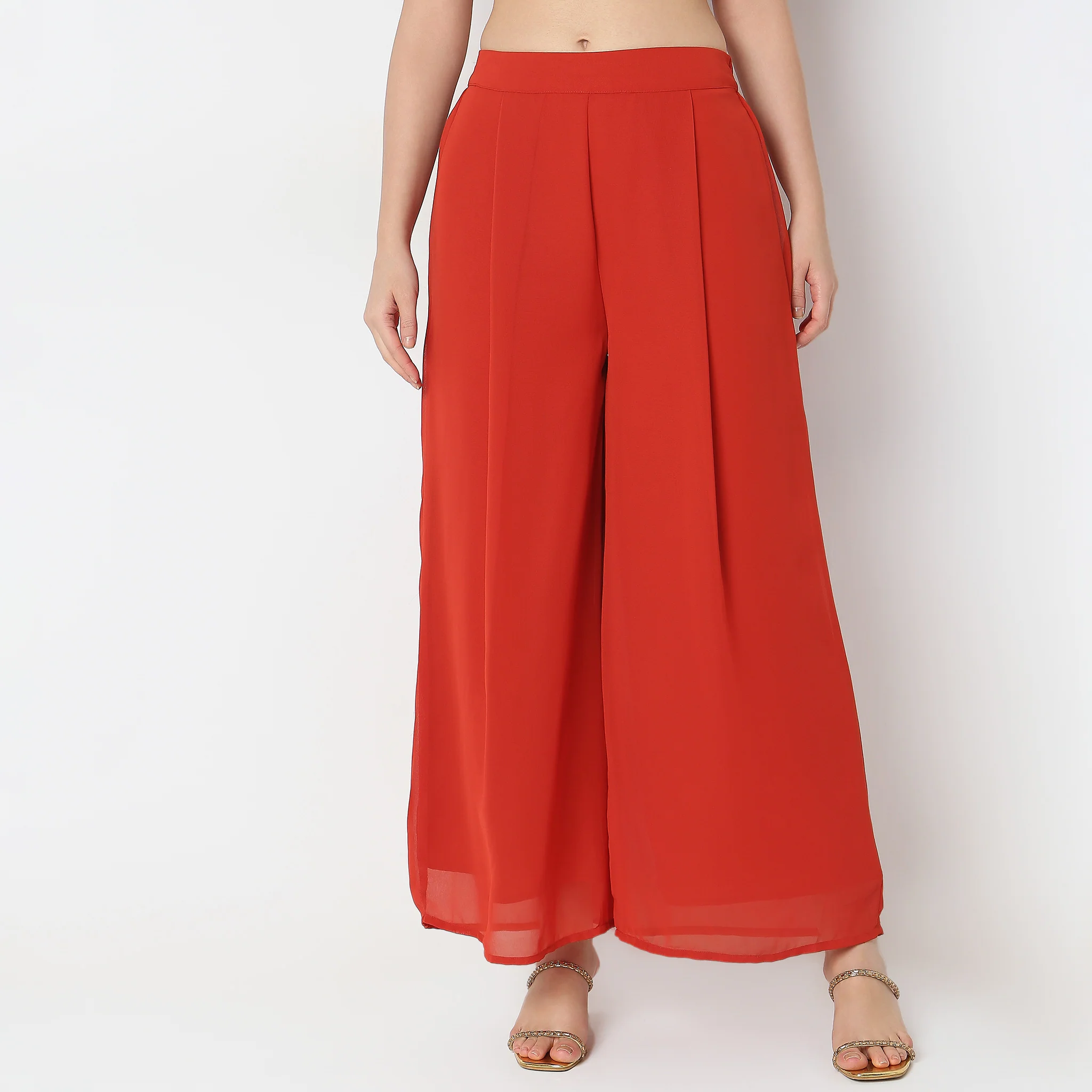 Regular Fit Embroidered Top With Palazzo Set - Image 7