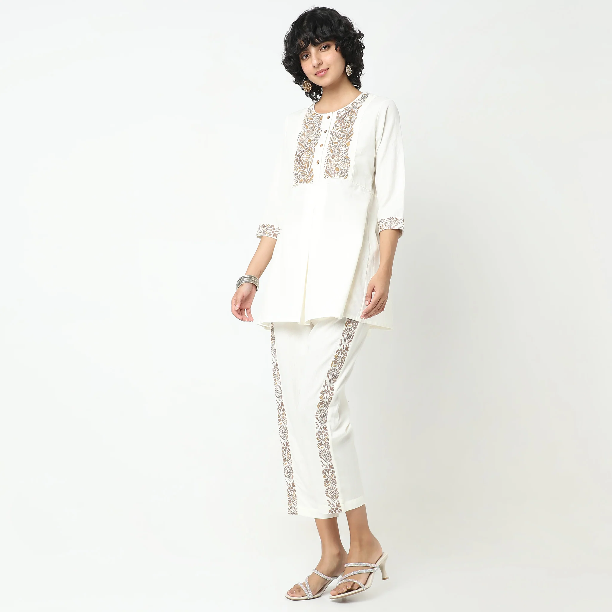 Regular Fit Embroidered Top With Pant Set - Image 5