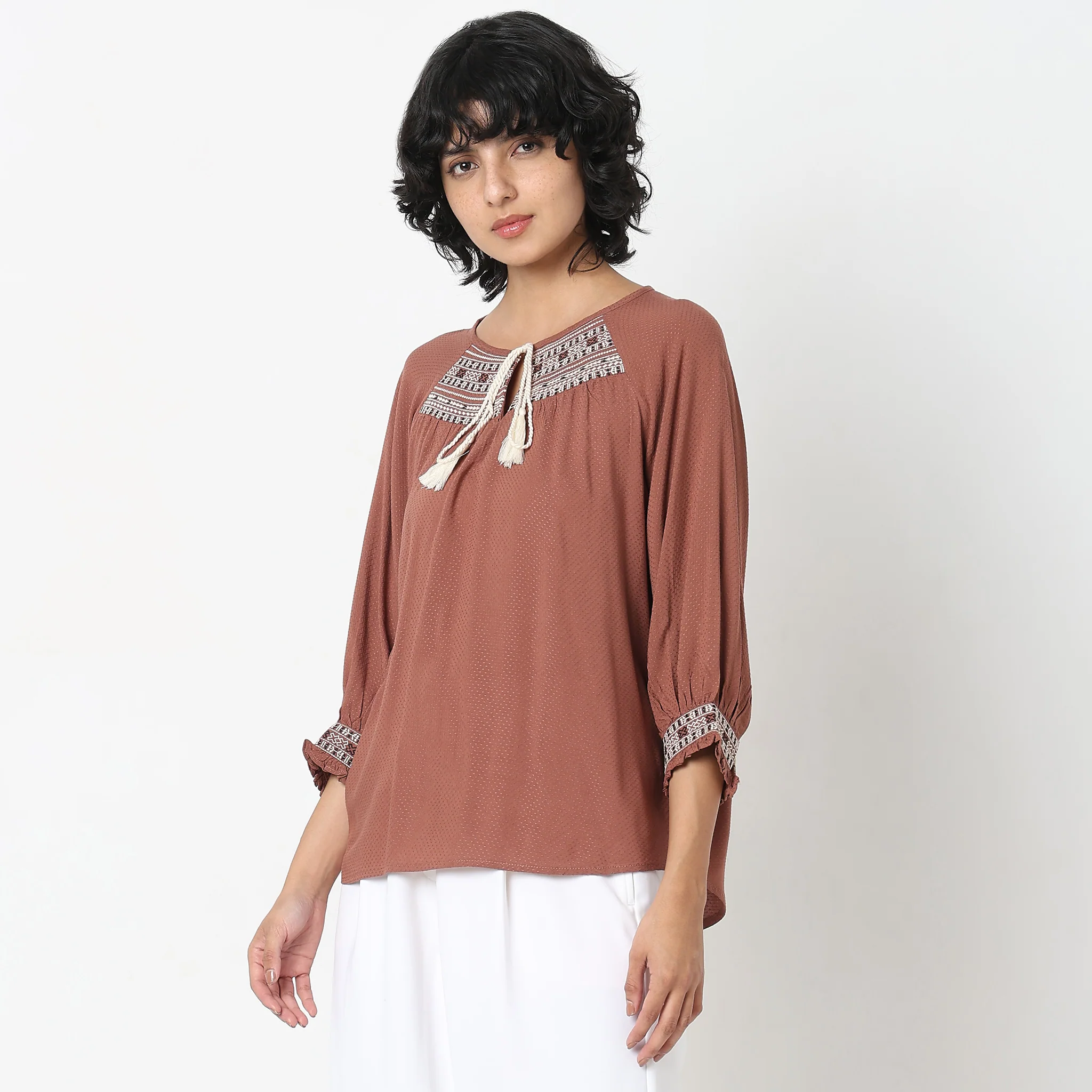 Regular Fit Embroidered Top - Image 5