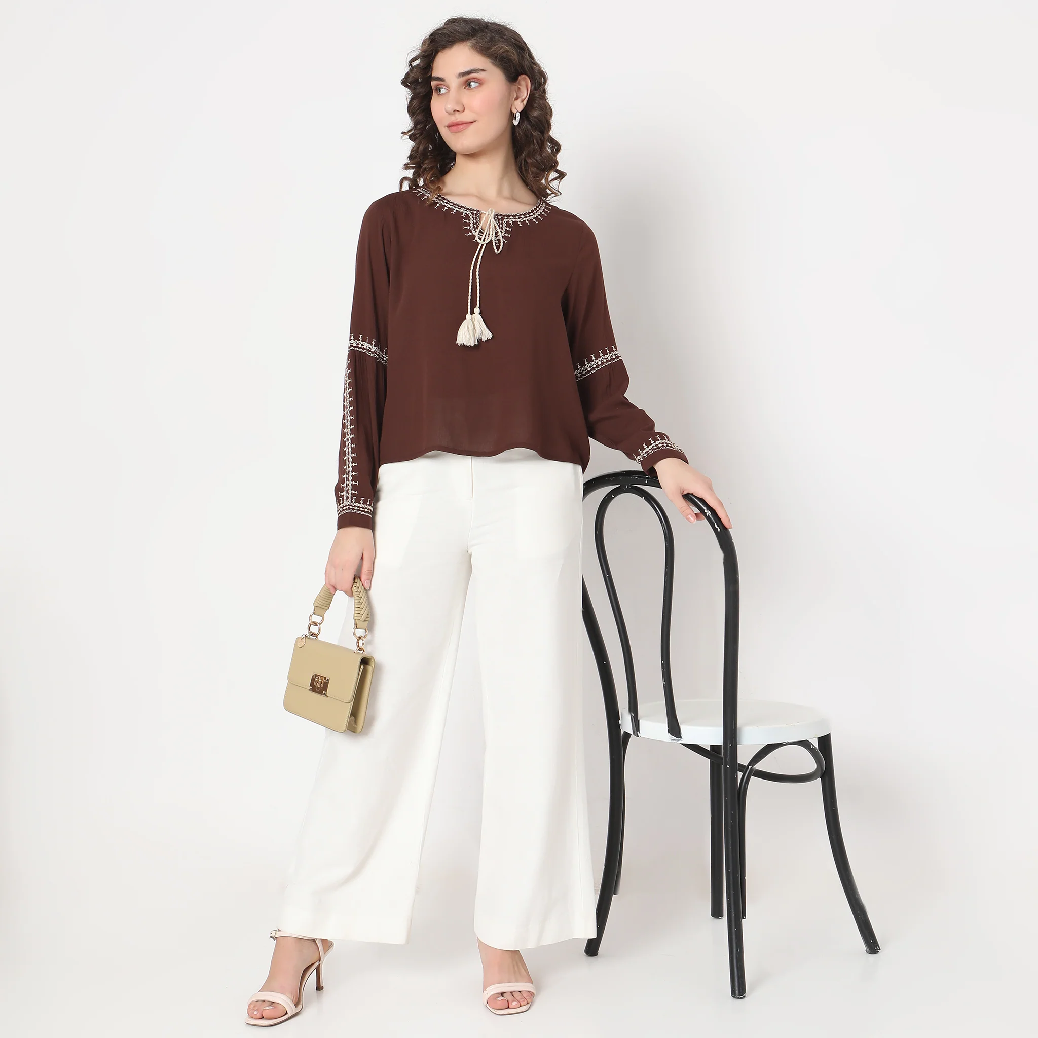 Regular Fit Embroidered Top
