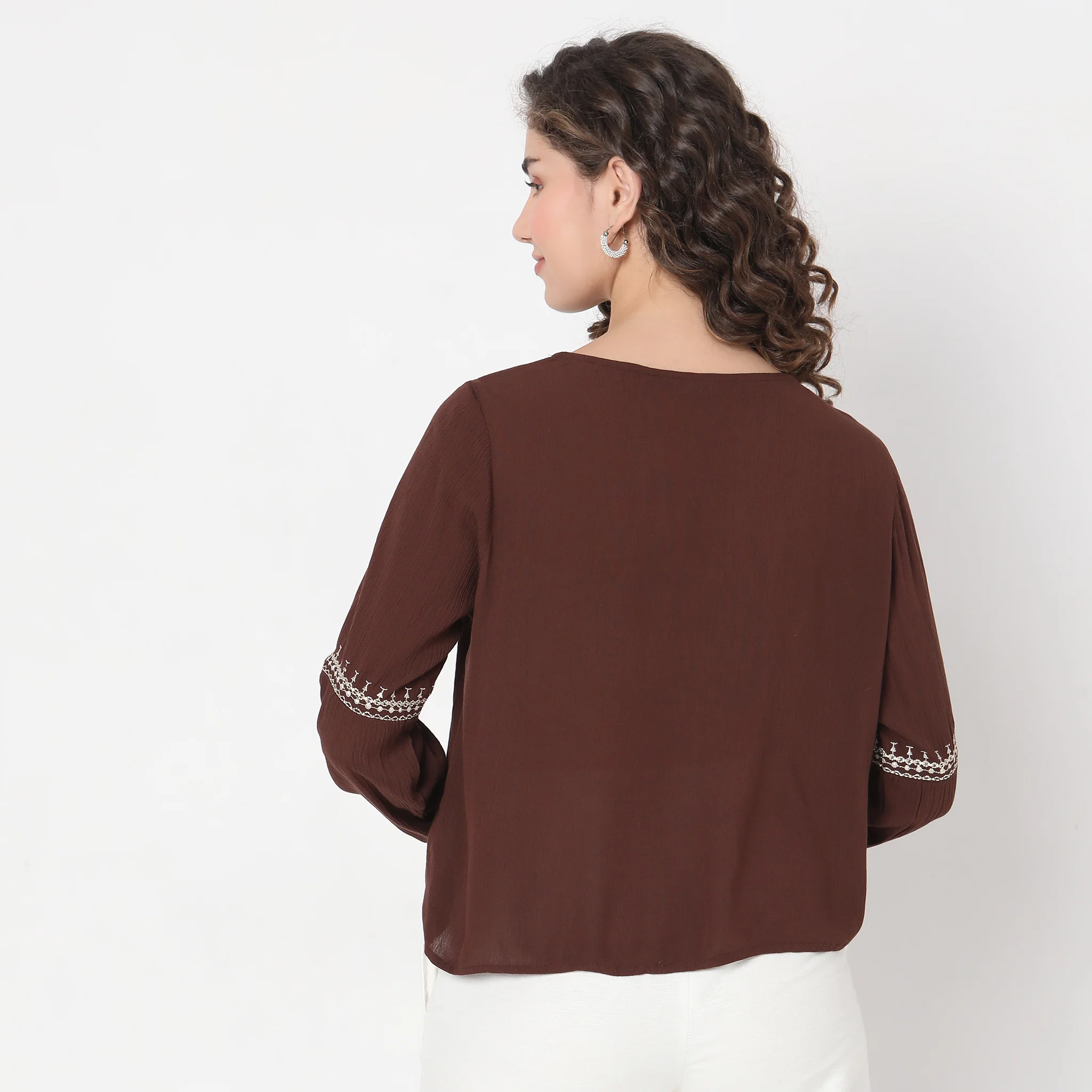 Regular Fit Embroidered Top - Image 3