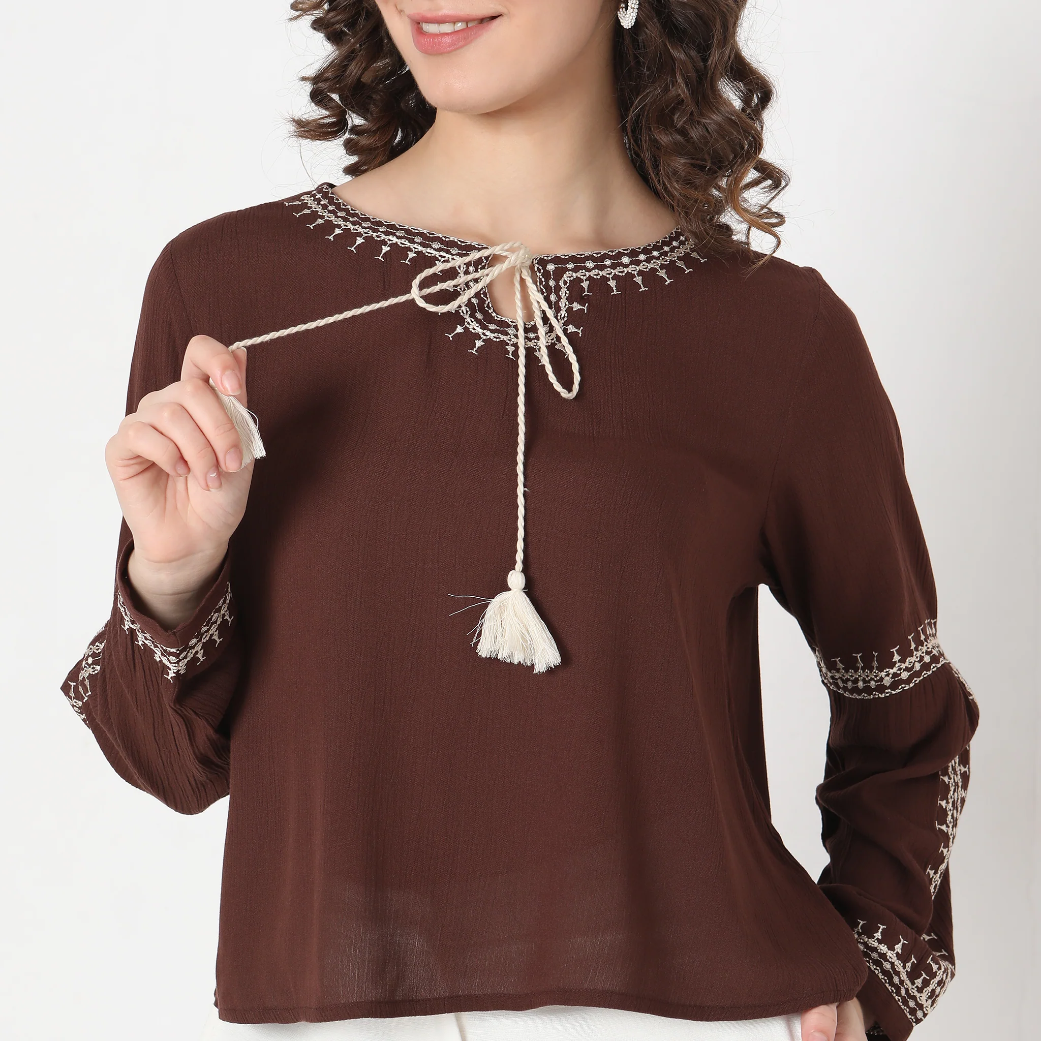 Regular Fit Embroidered Top - Image 5