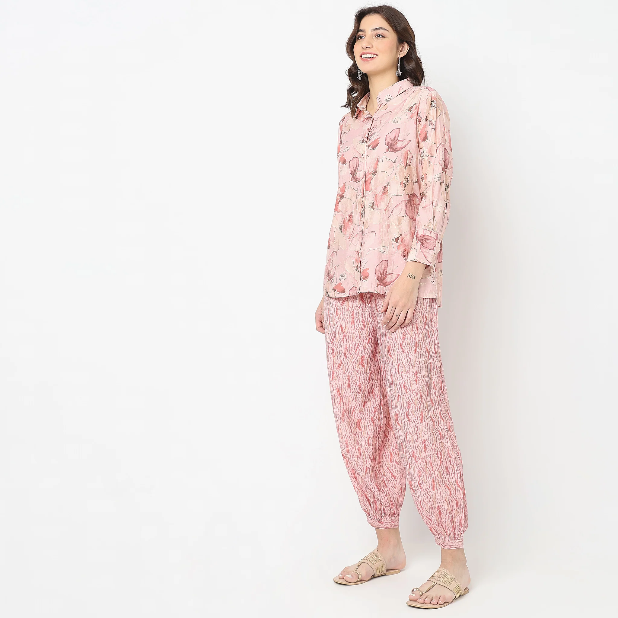 Regular Fit Floral Tunic With Pant Set - Image 5