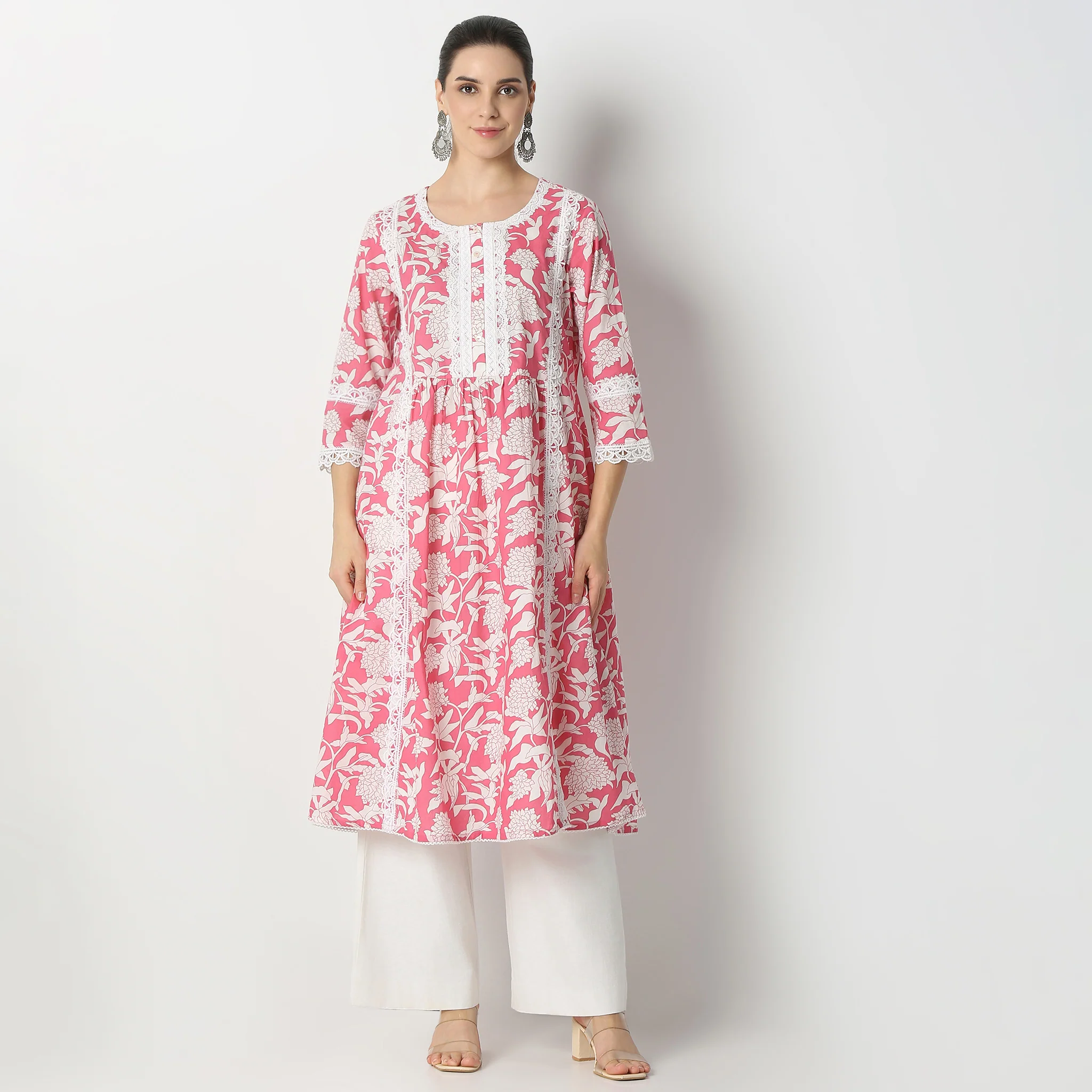 Floral Print Straight Kurta - Image 2