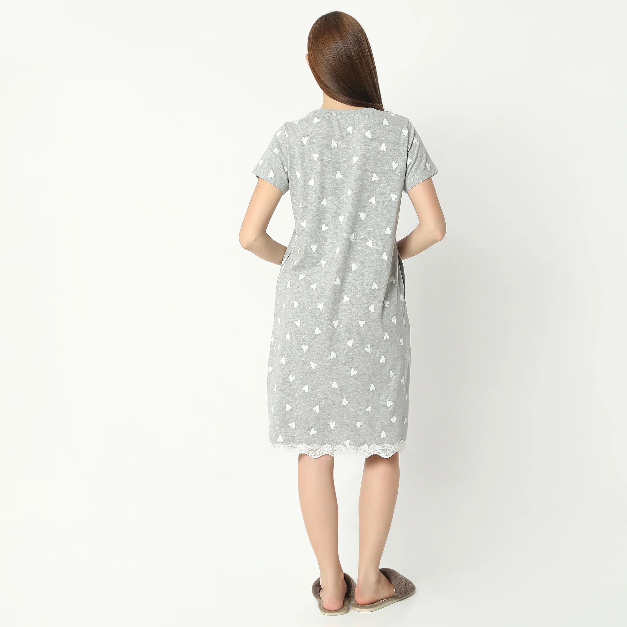 Floral Knee Length Short Sleeve Gown - Image 3