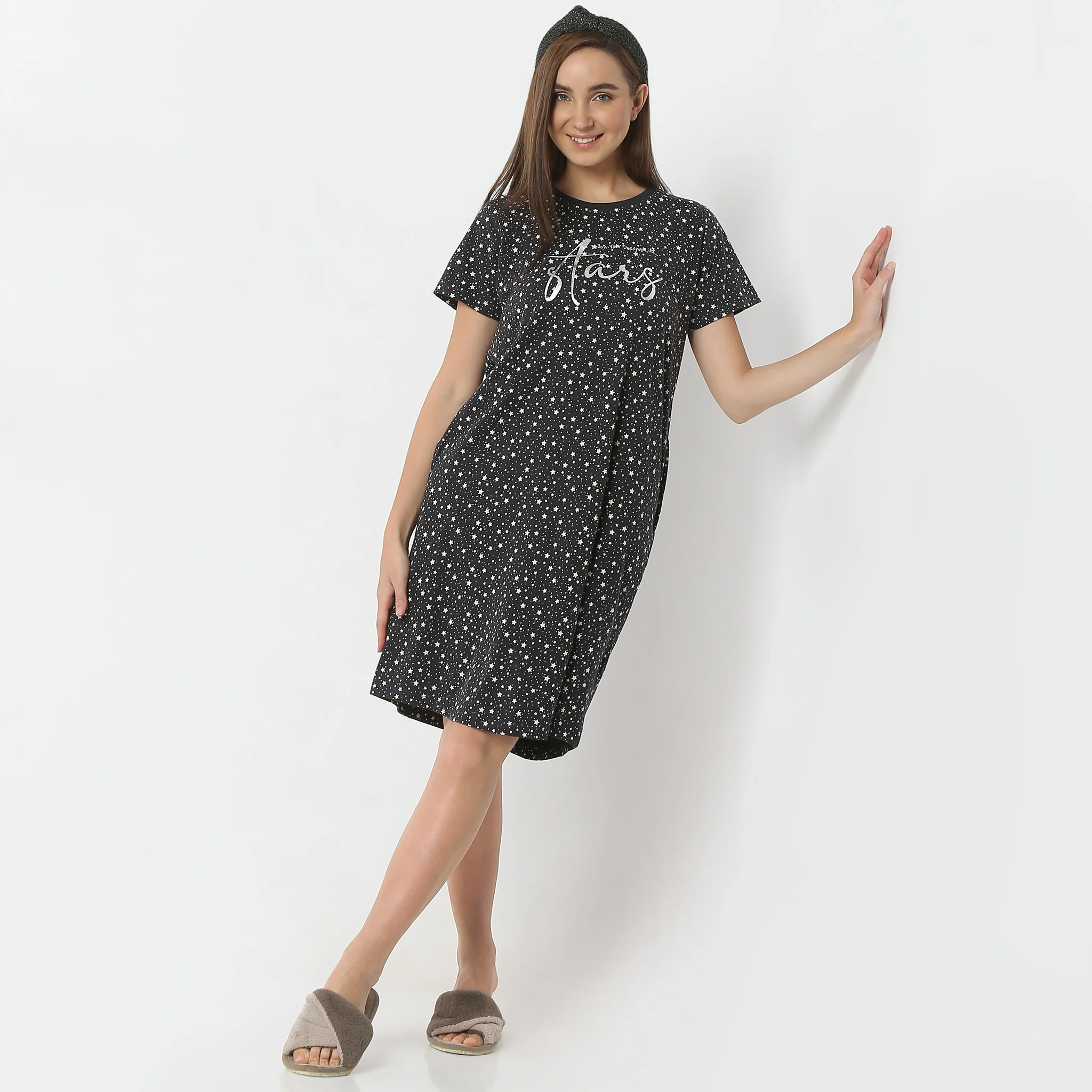Floral Knee Length Short Sleeve Gown