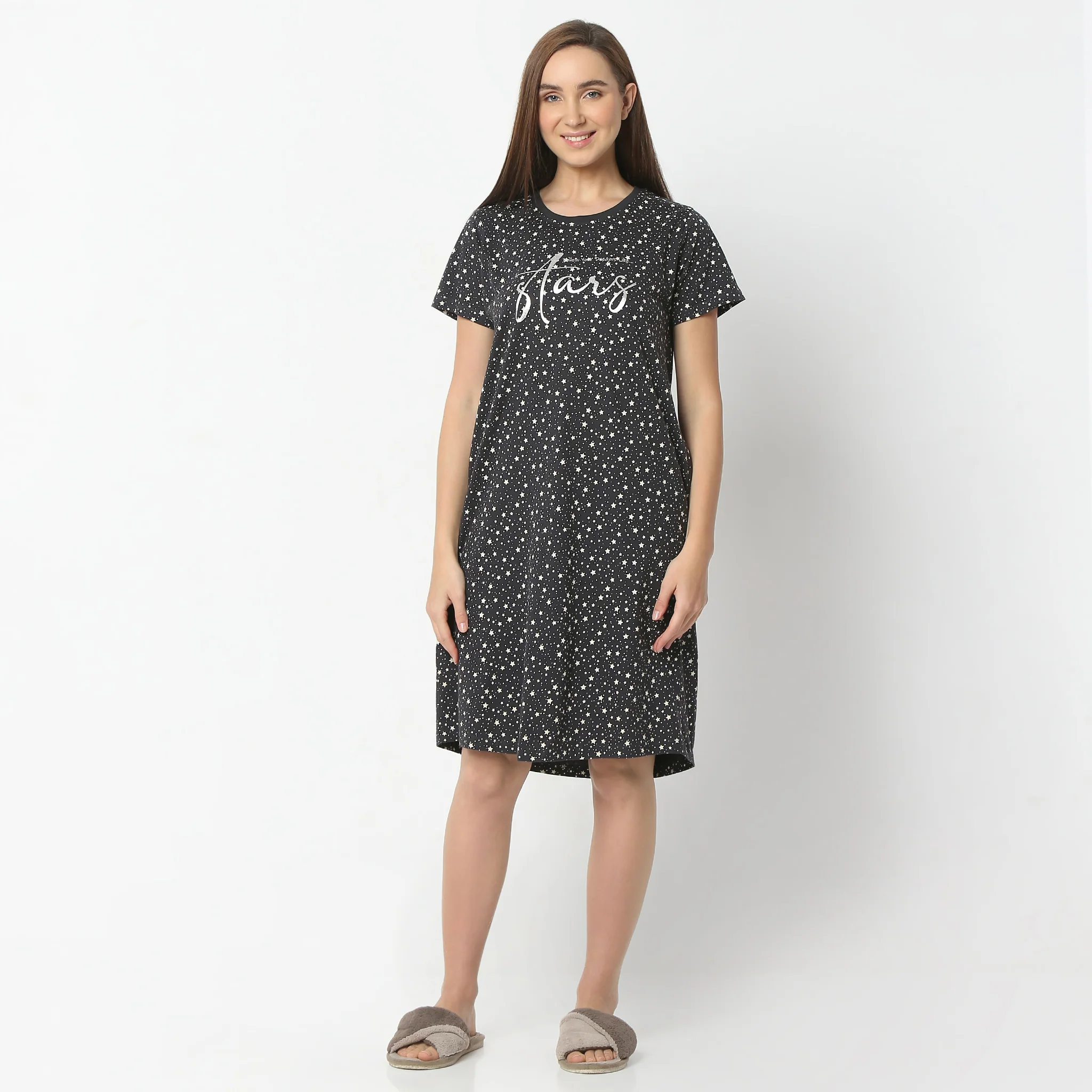 Floral Knee Length Short Sleeve Gown - Image 2