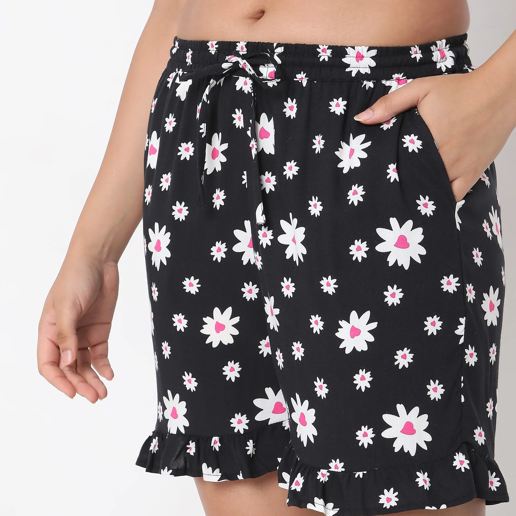 Woven Floral Top With Shorts Sleepwear Set - Image 7