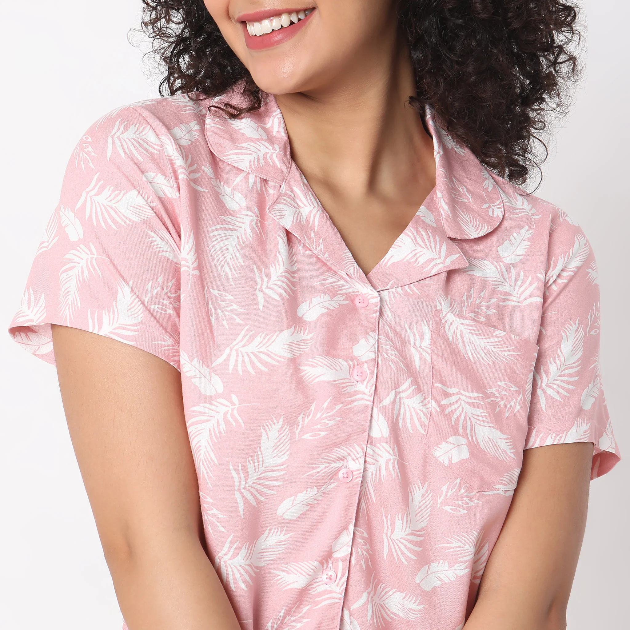 Woven Floral Top With Pyjama Sleepwear Set - Image 4