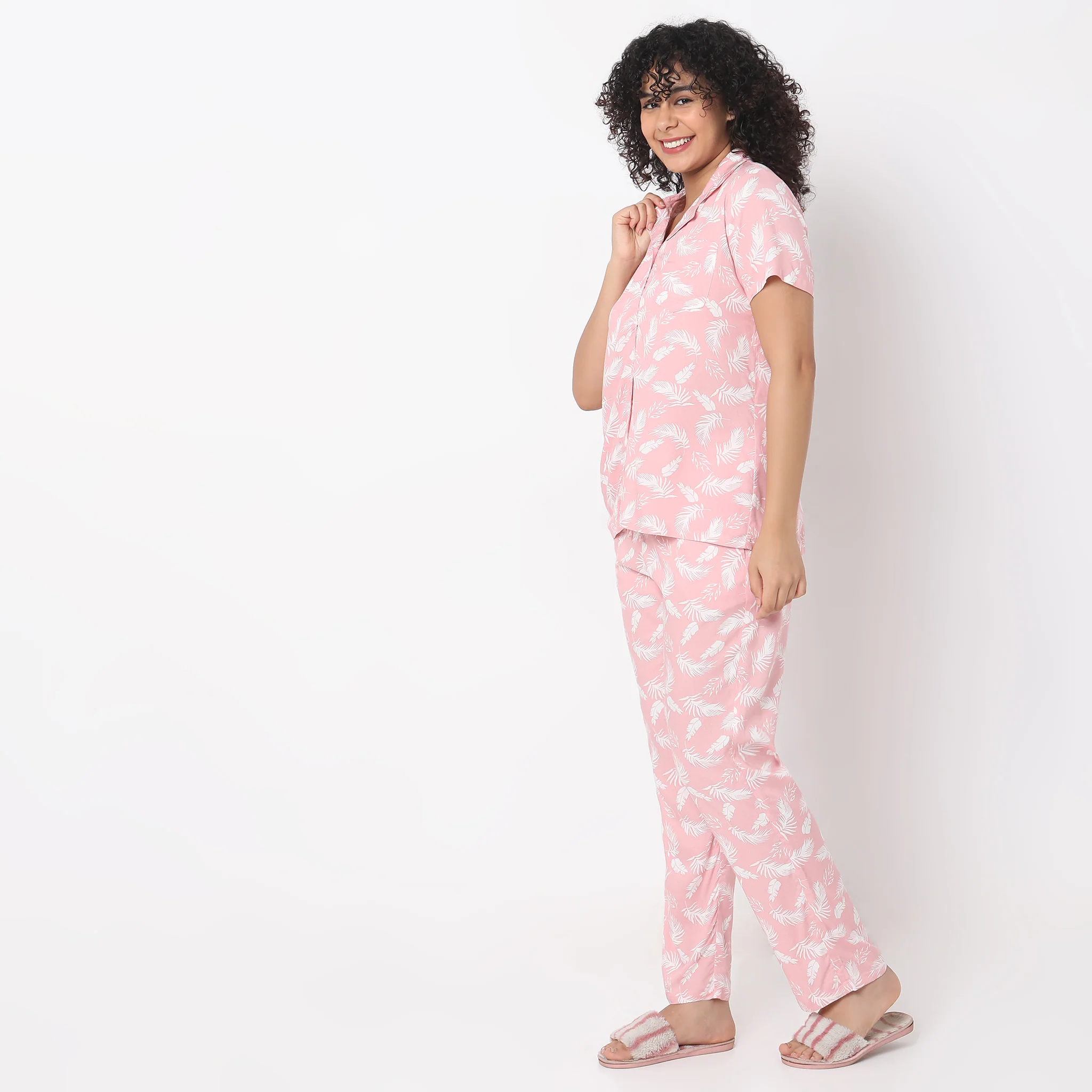 Woven Floral Top With Pyjama Sleepwear Set - Image 5