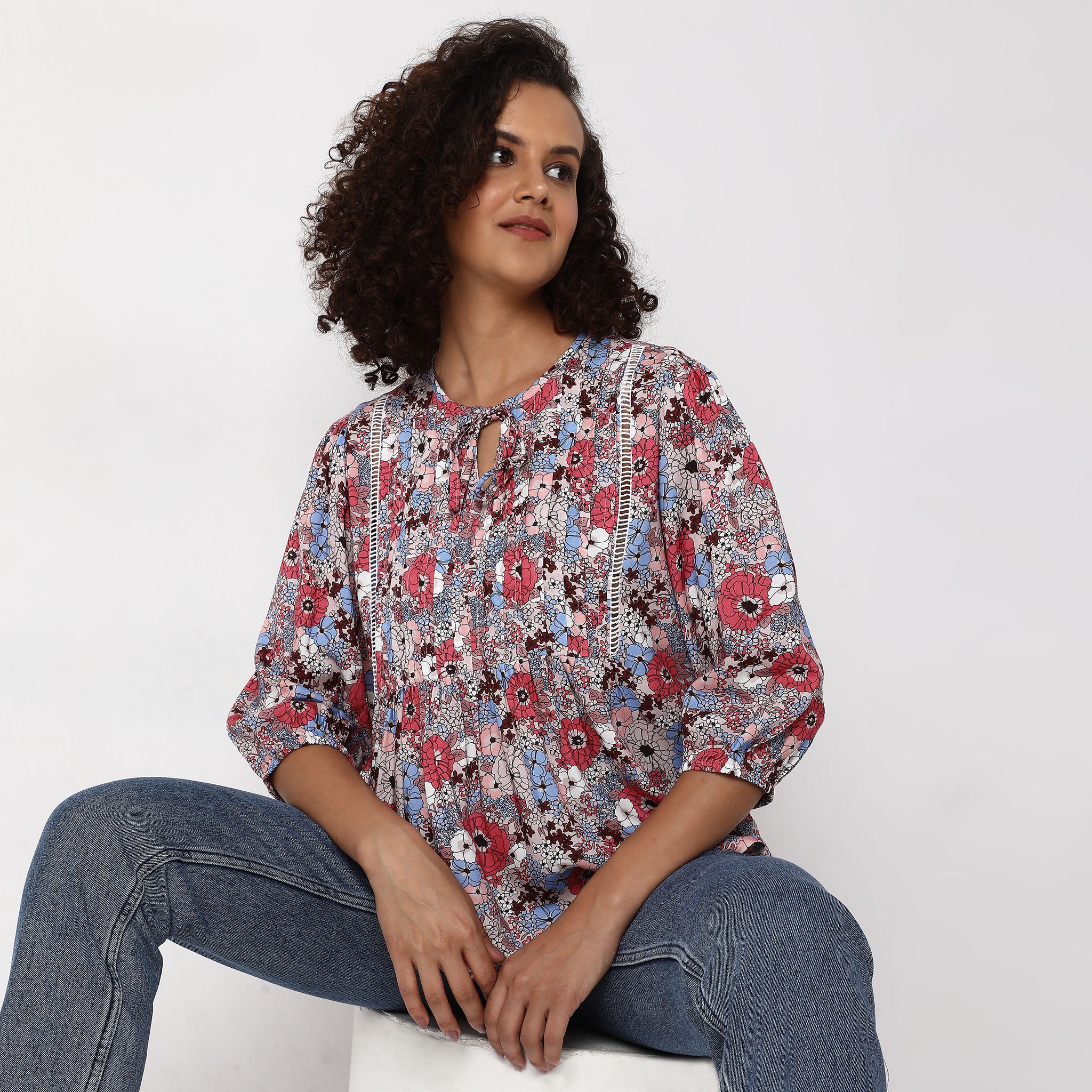 Regular Fit Floral Top - Image 2