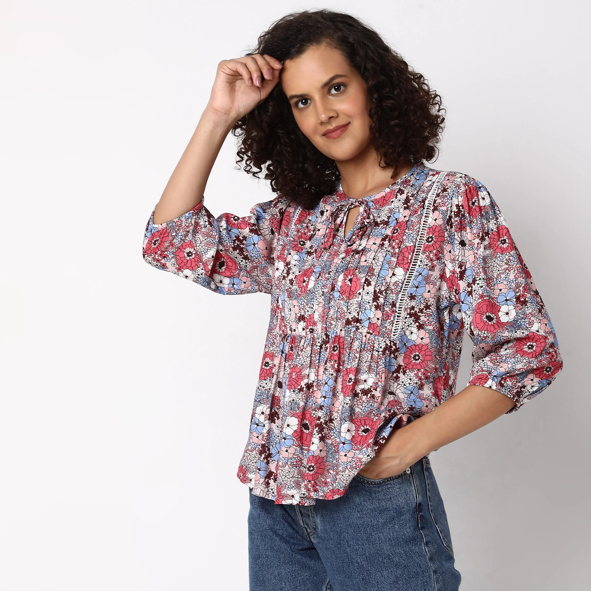 Regular Fit Floral Top - Image 5