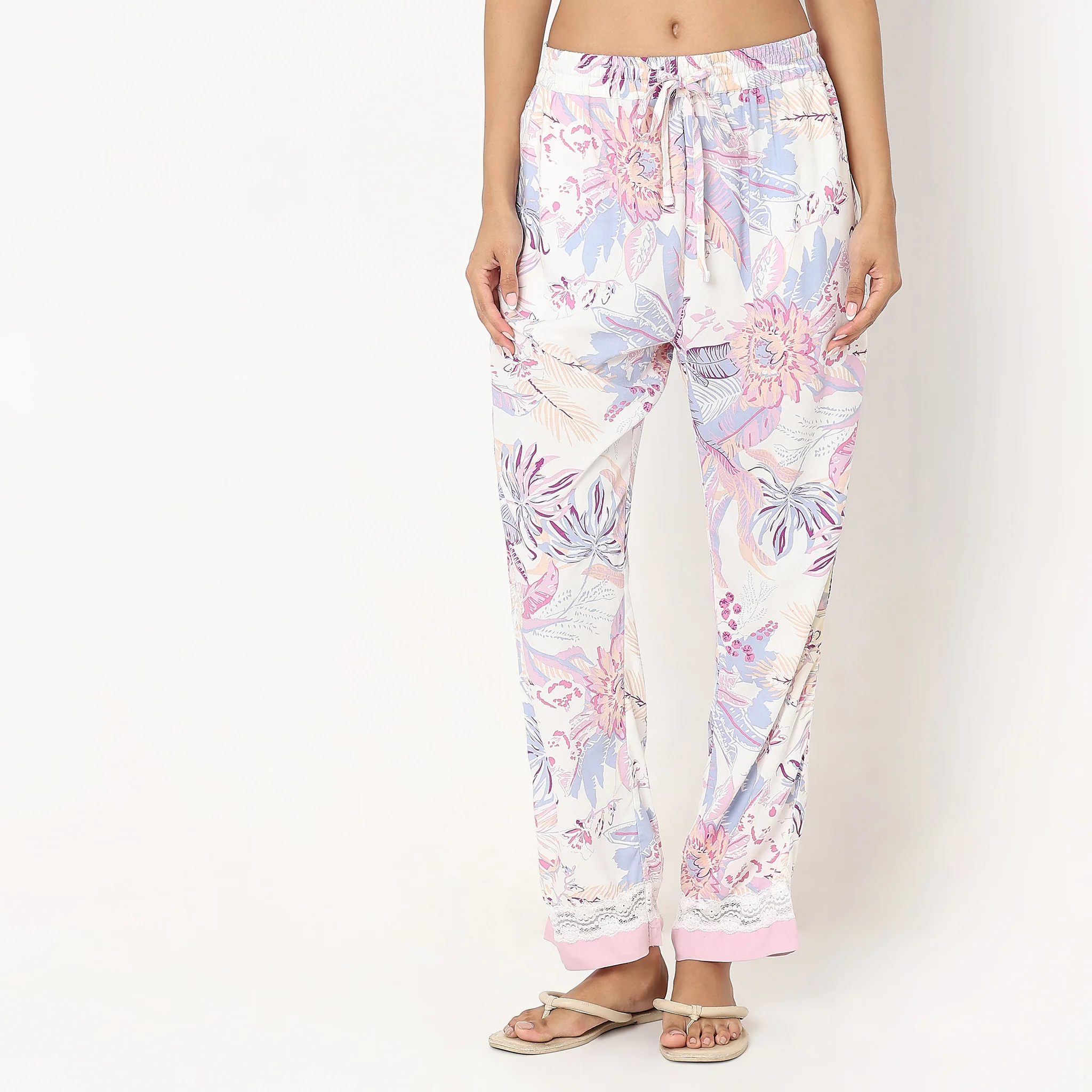 Woven Floral Top With Pyjama Sleepwear Set - Image 4