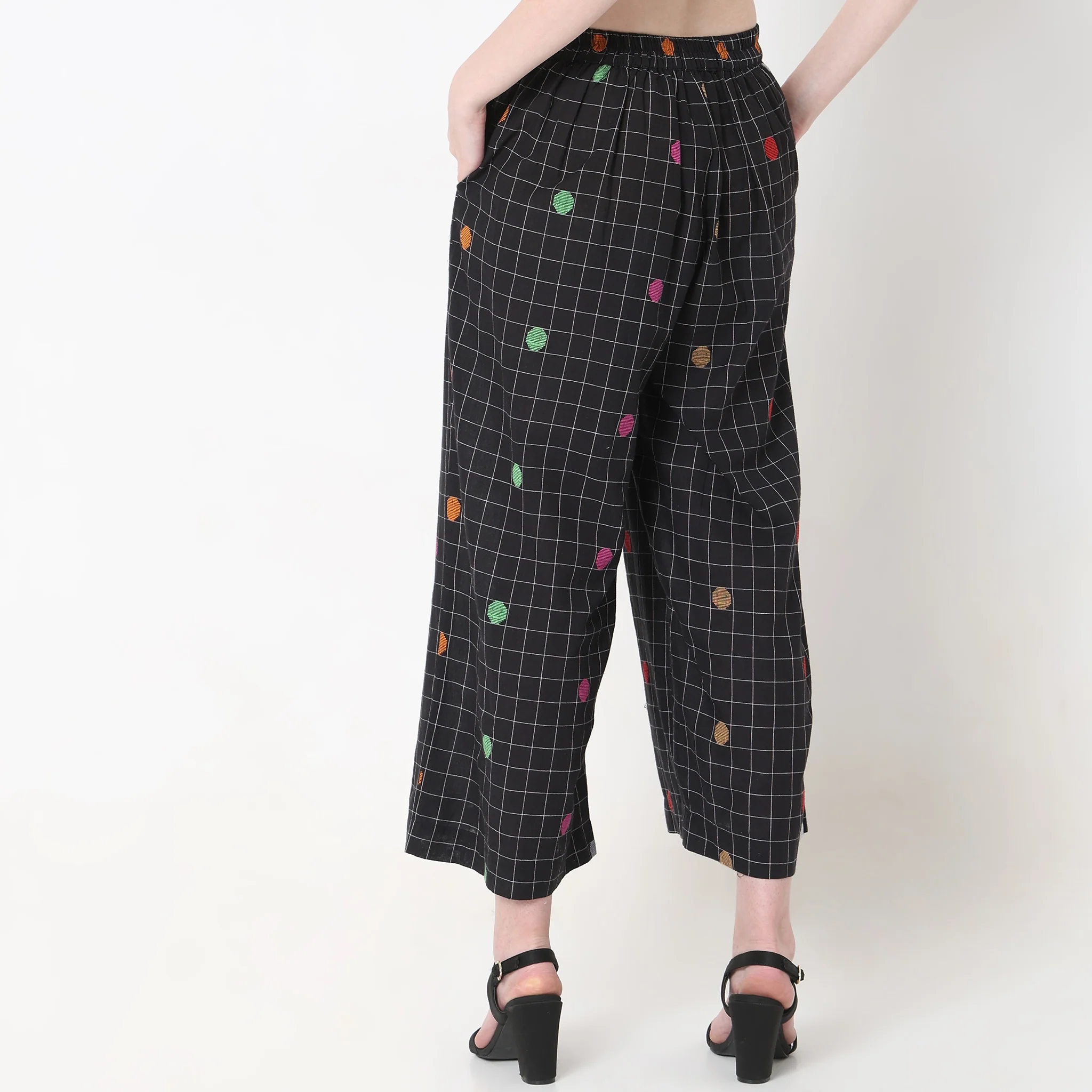 Regular Fit Geometric Mid Rise Palazzos - Image 3