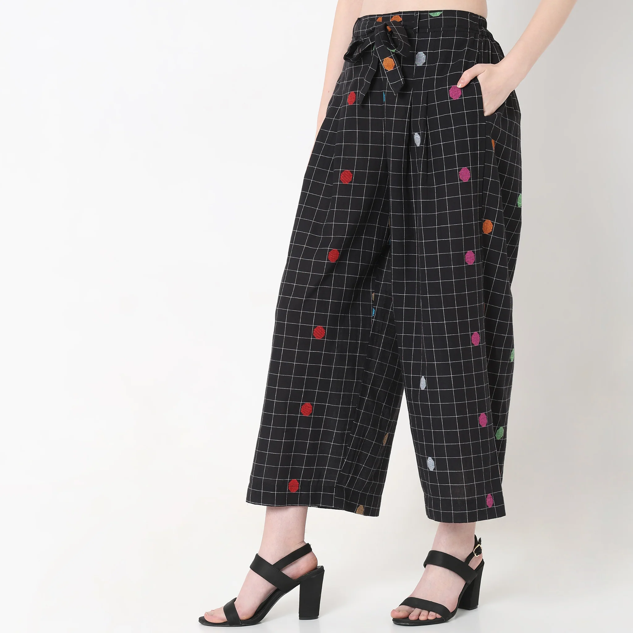 Regular Fit Geometric Mid Rise Palazzos - Image 5