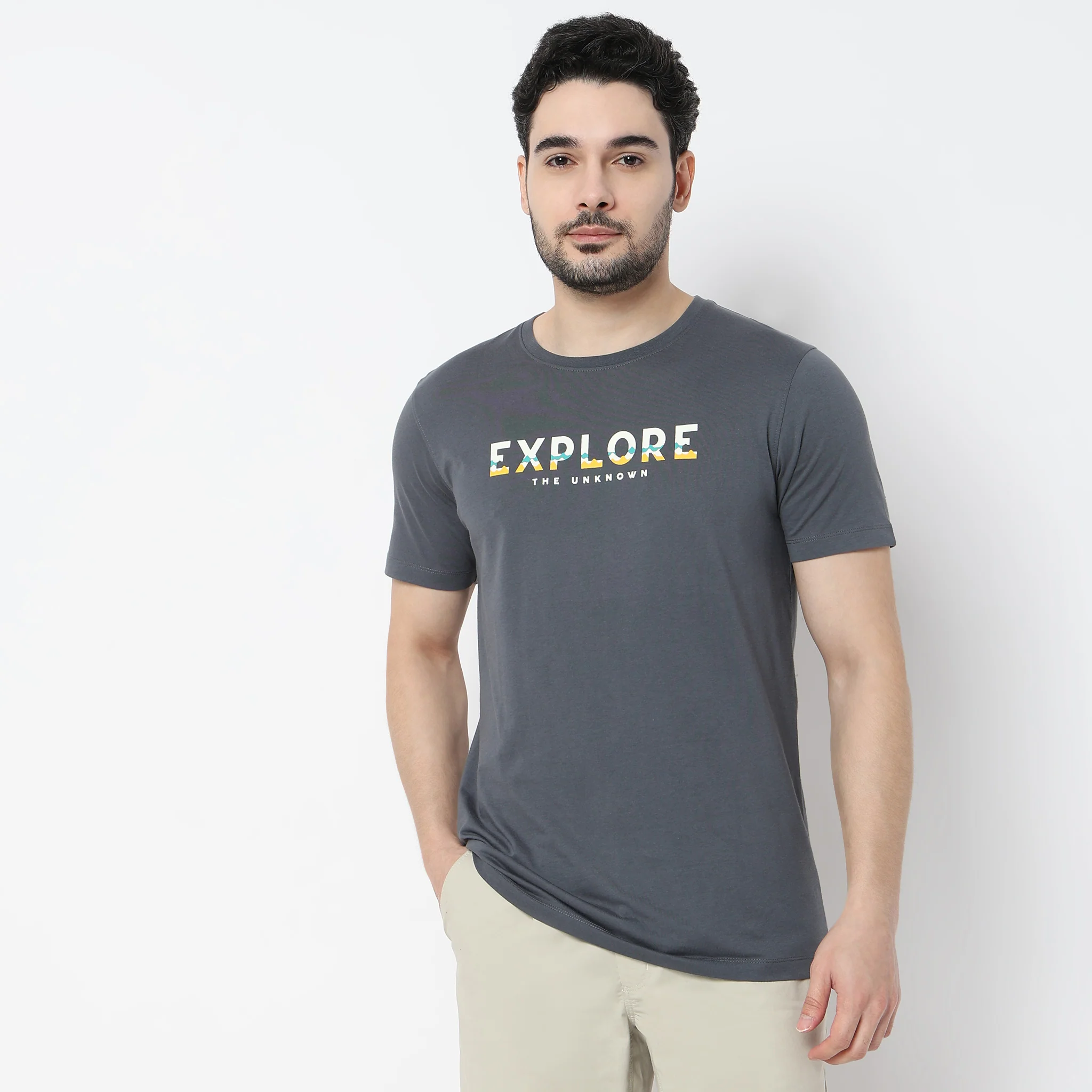 Graphitee Crew Neck Cotton T-Shirt - Image 2