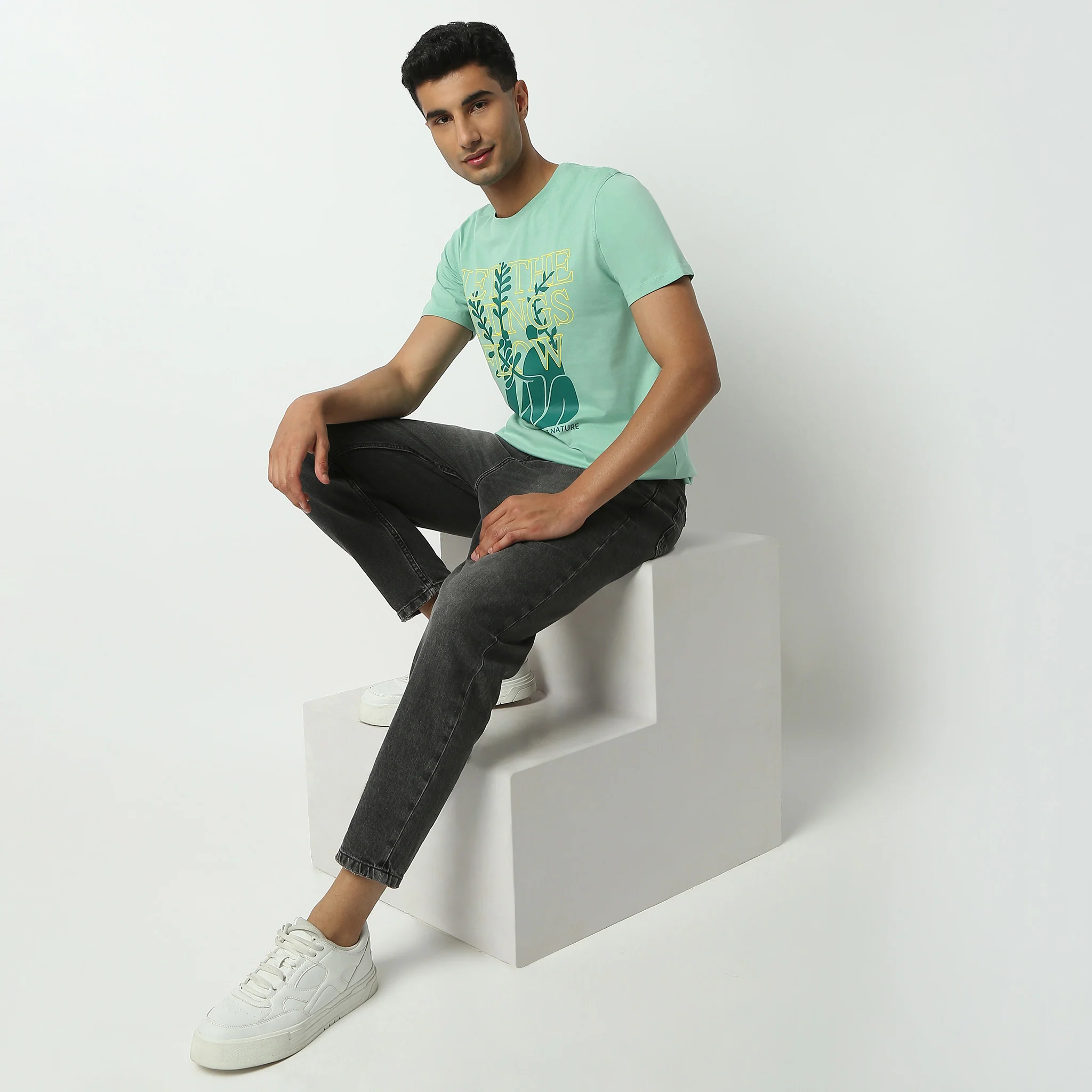 Crew Neck Half Sleeve Graphitee T-Shirt