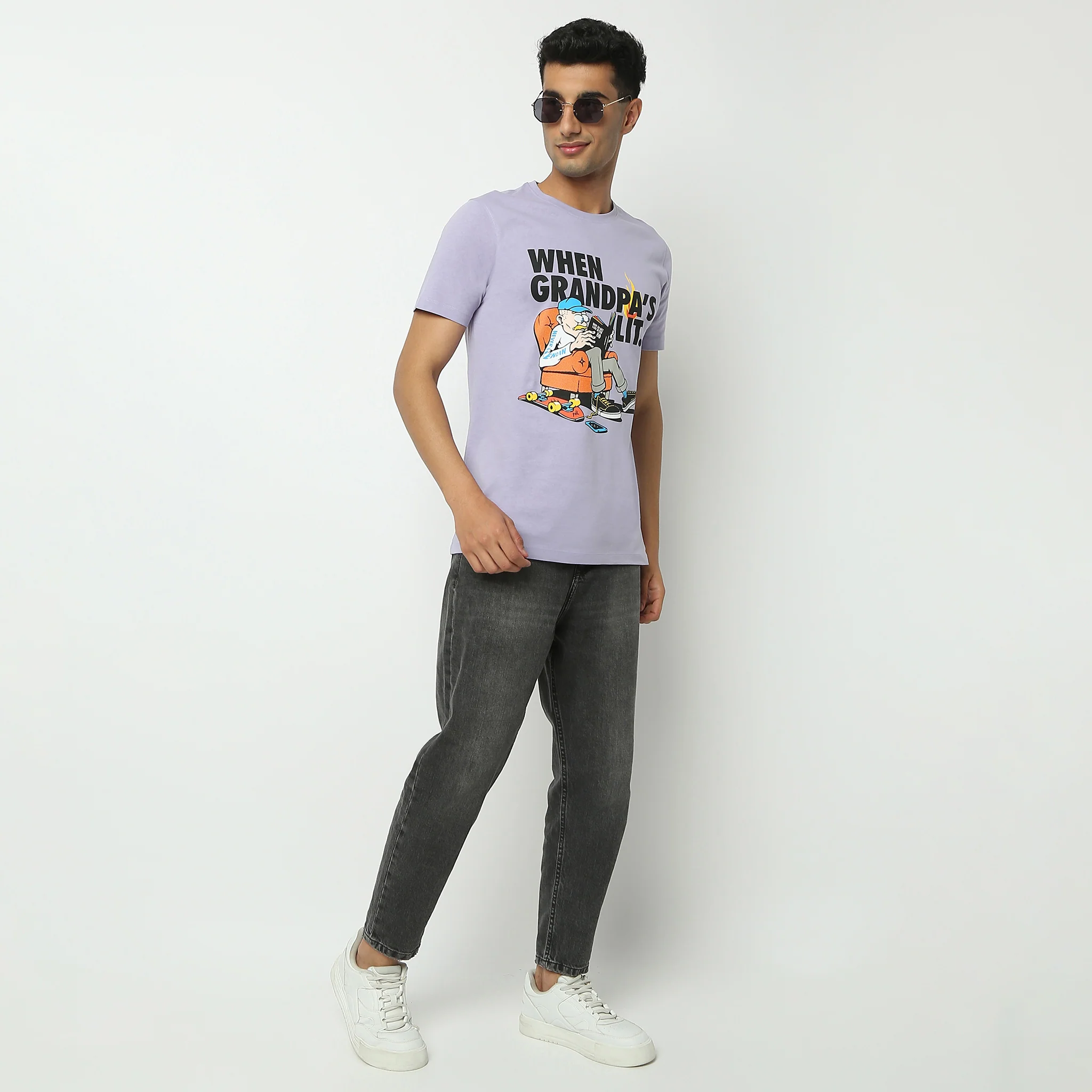 Crew Neck Half Sleeve Graphitee T-Shirt