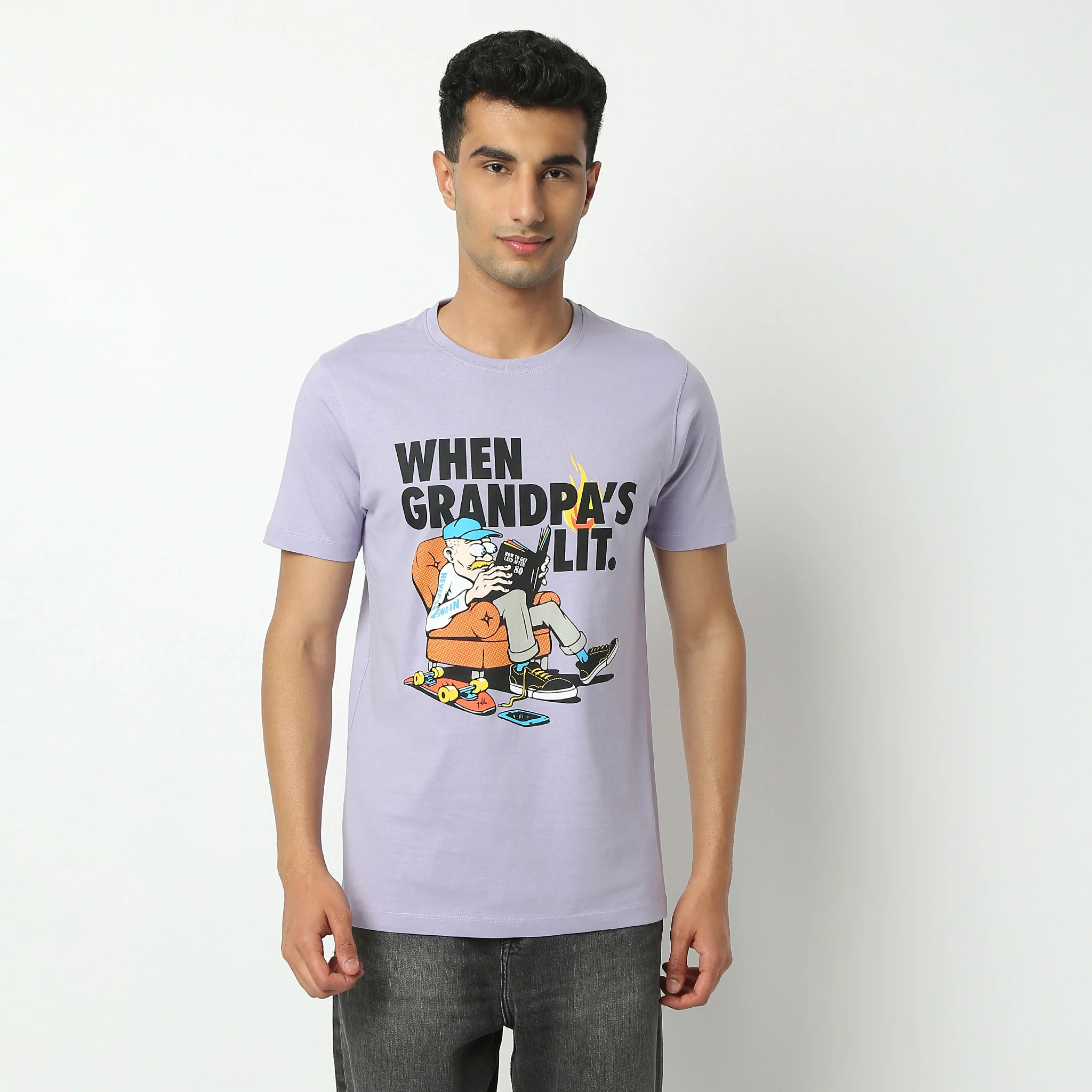 Crew Neck Half Sleeve Graphitee T-Shirt - Image 2