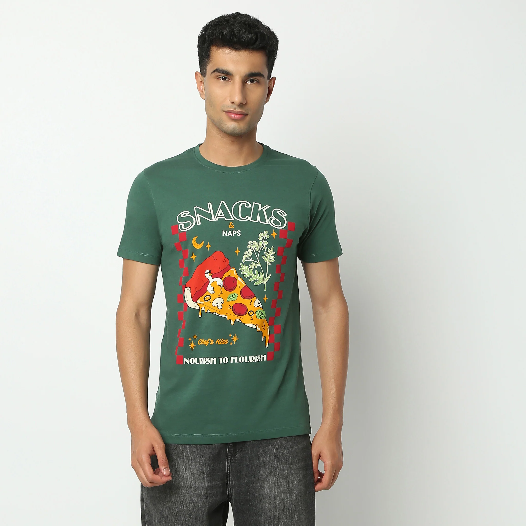 Crew Neck Half Sleeve Graphitee T-Shirt - Image 2