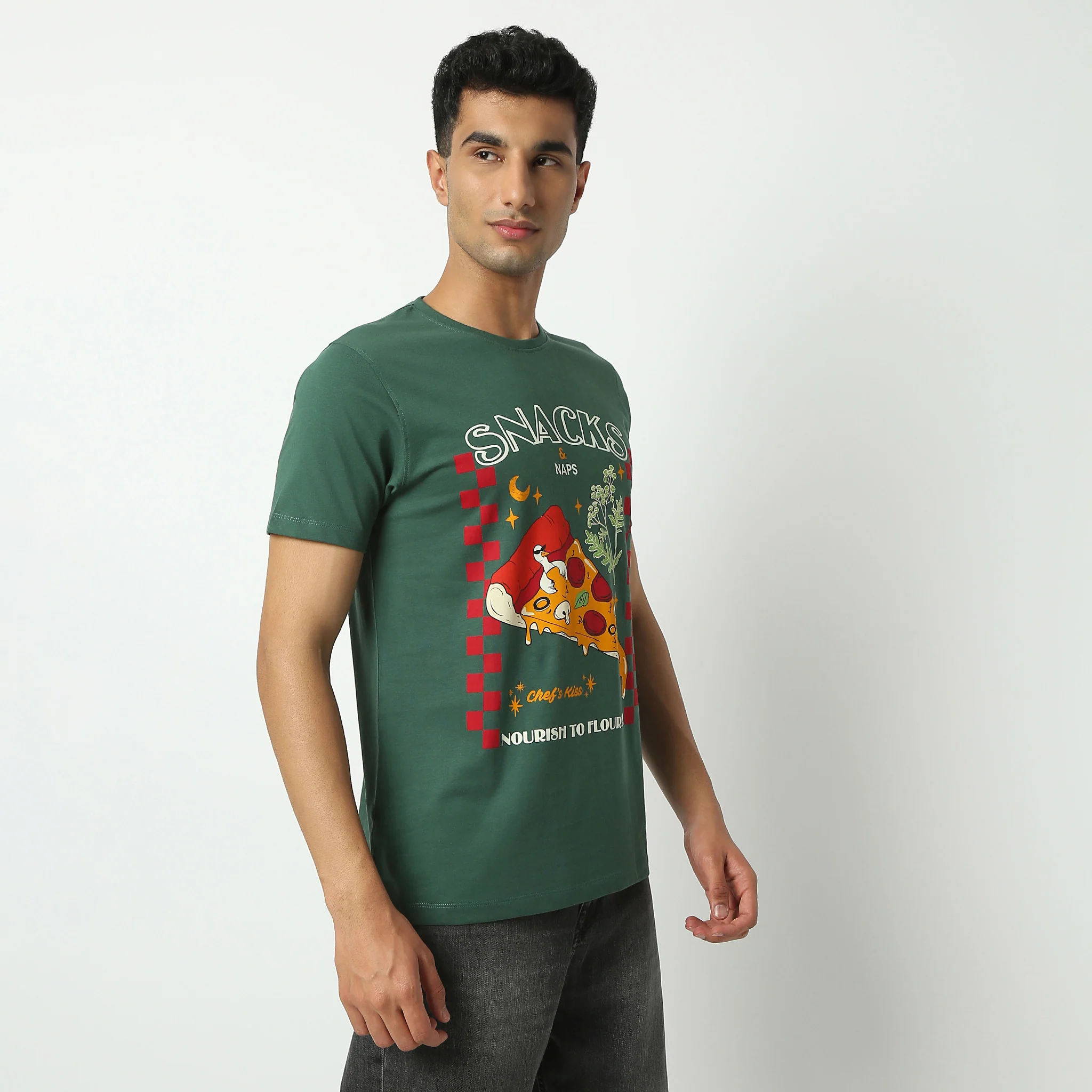 Crew Neck Half Sleeve Graphitee T-Shirt - Image 5