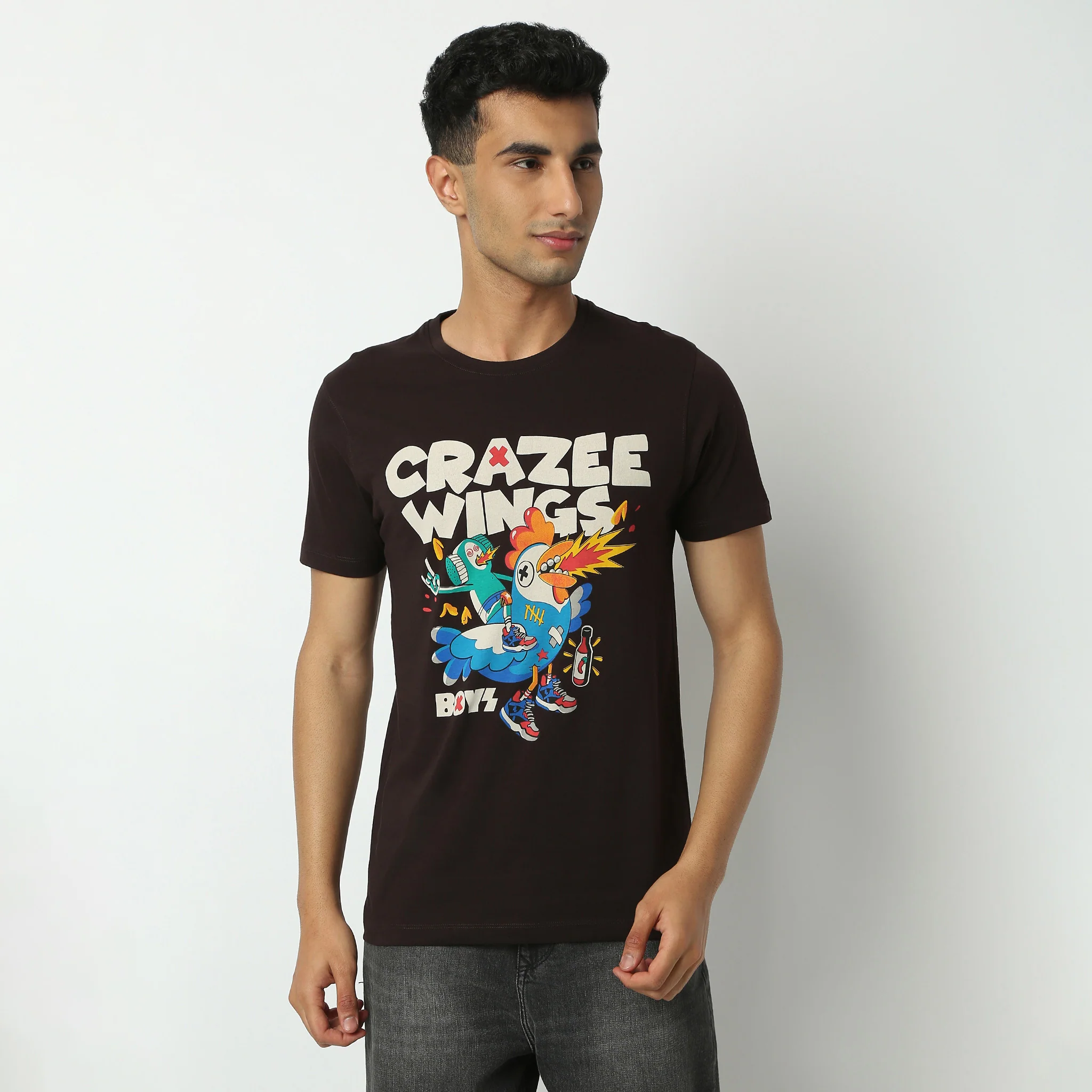 Crew Neck Half Sleeve Graphitee T-Shirt - Image 2