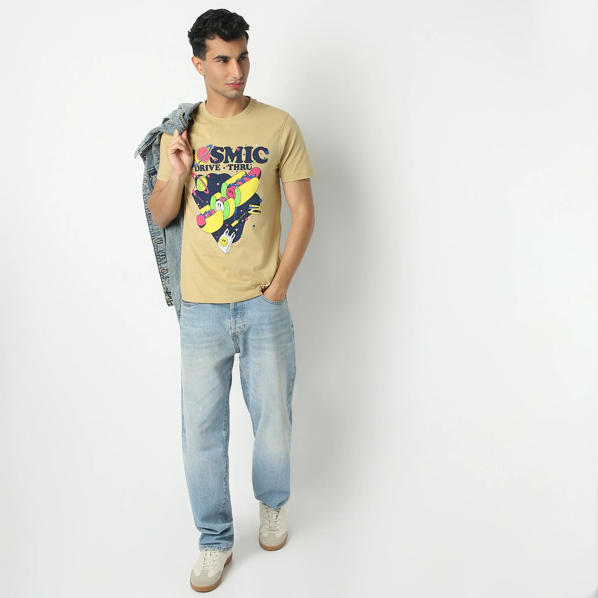 Crew Neck Graphic Slogan T-Shirt