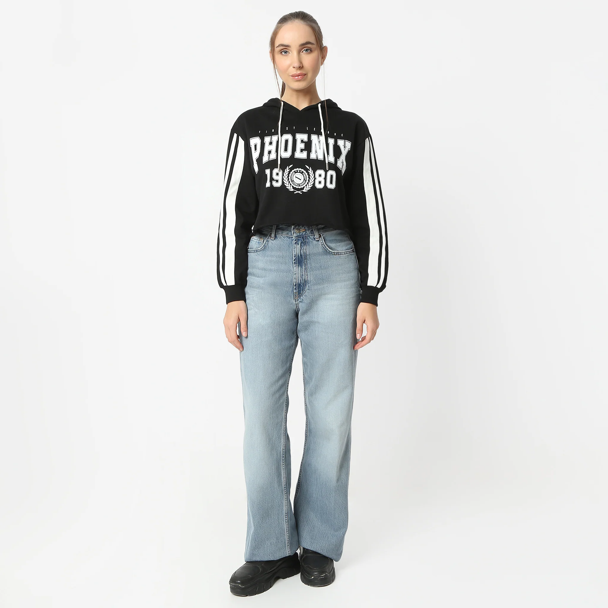 Graphic Knitted Cotton Hoodie Sweat Tee - Image 2