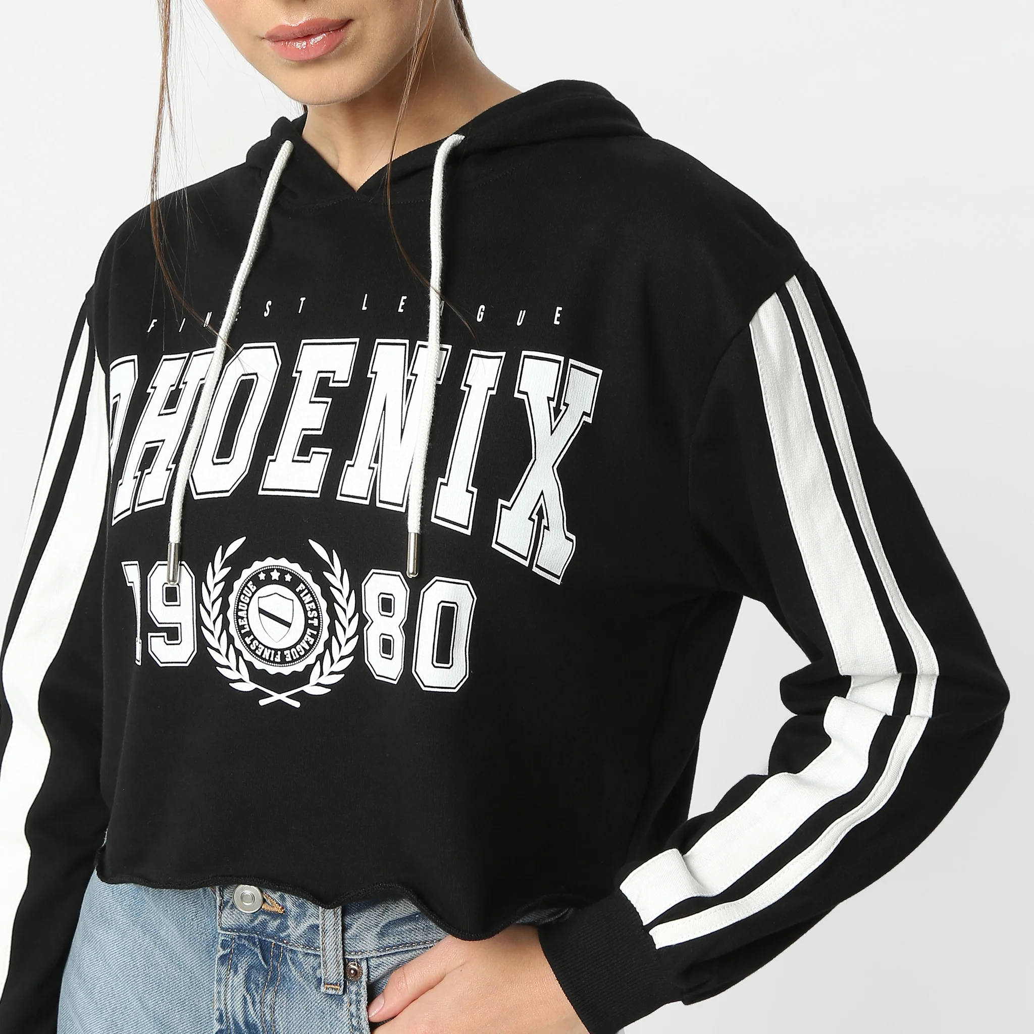 Graphic Knitted Cotton Hoodie Sweat Tee - Image 4