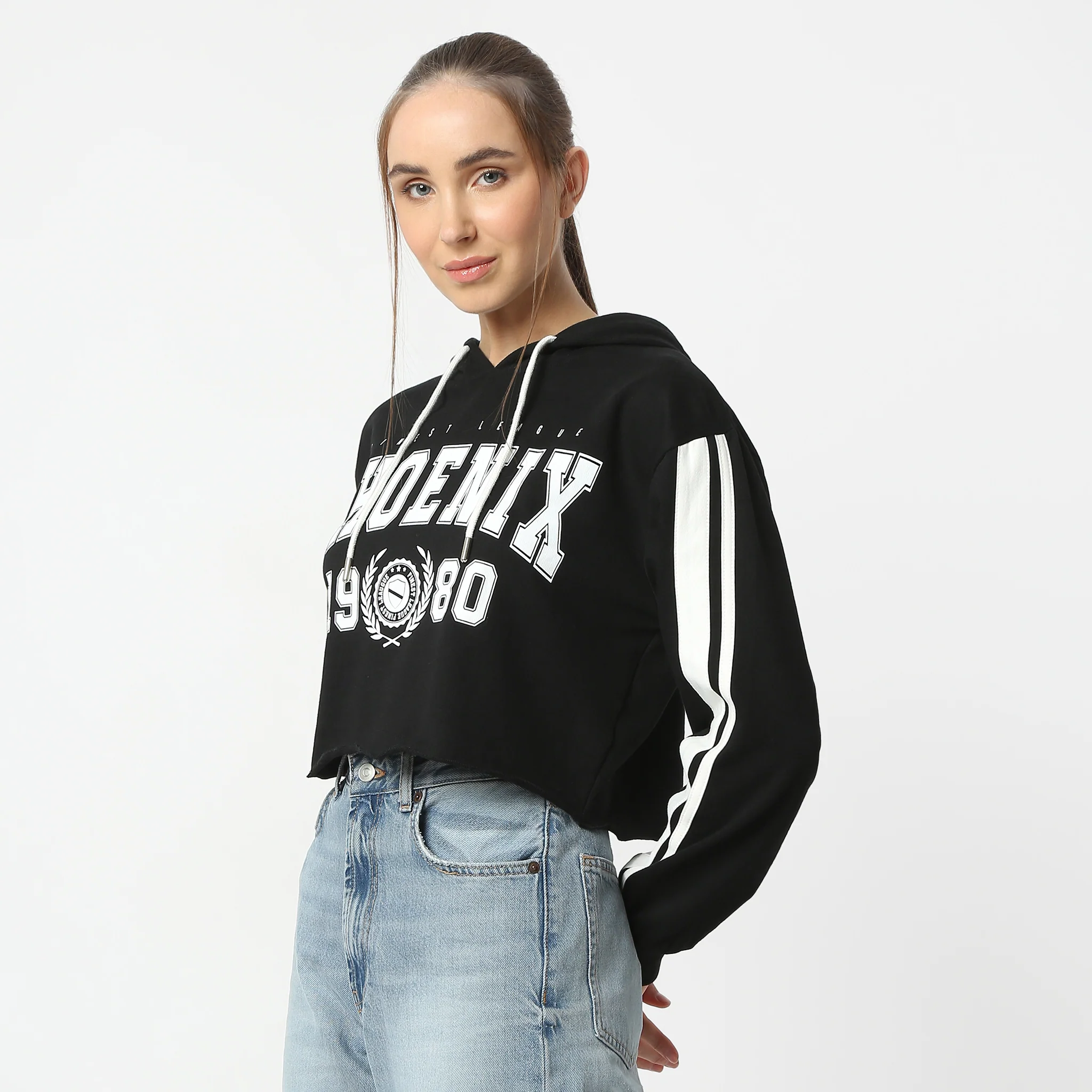 Graphic Knitted Cotton Hoodie Sweat Tee - Image 5