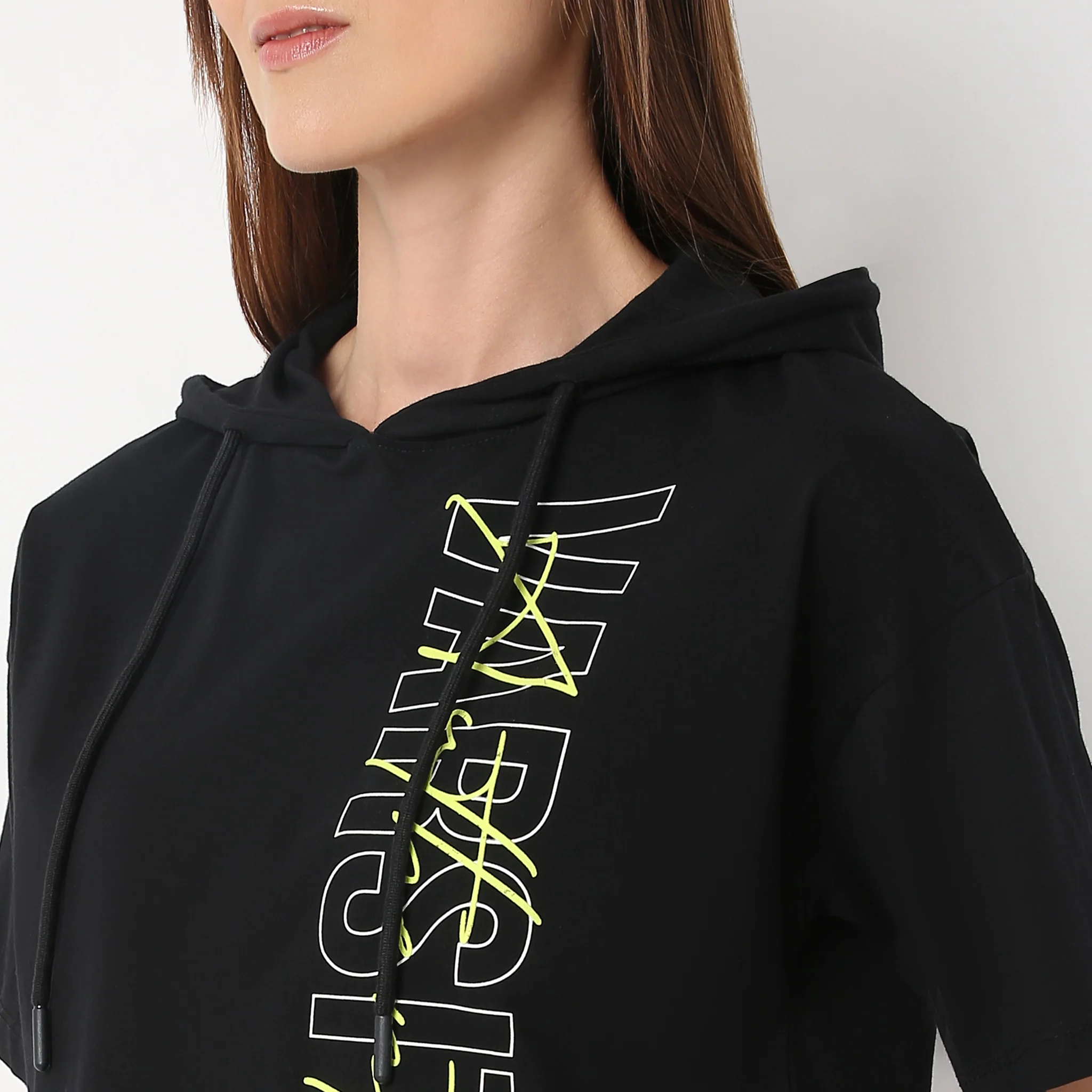 Boxy Fit Hoodie Athleisure Graphic Crop T-Shirt - Image 5