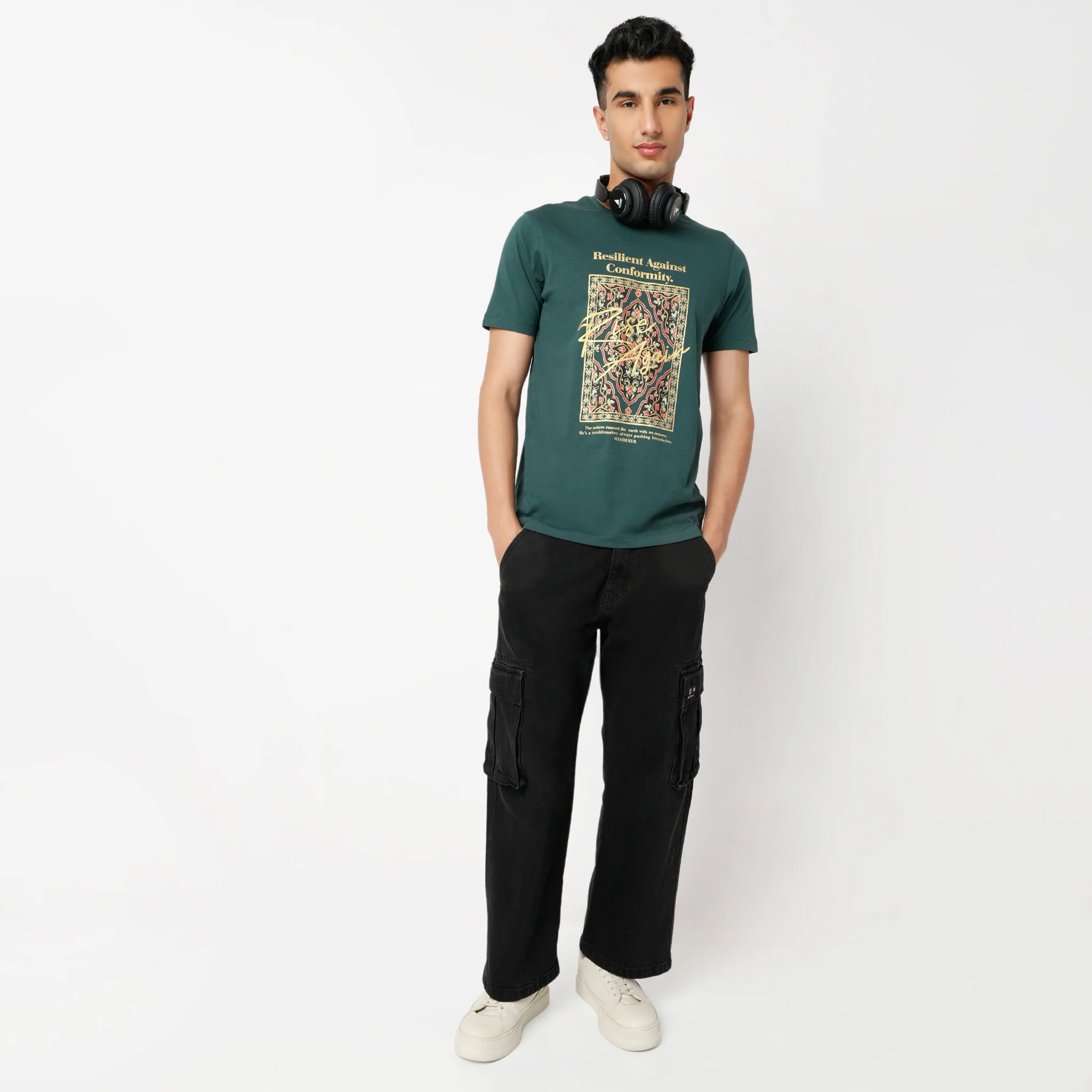 Graphitee Crew Neck Half Sleeve T-Shirt - Image 2