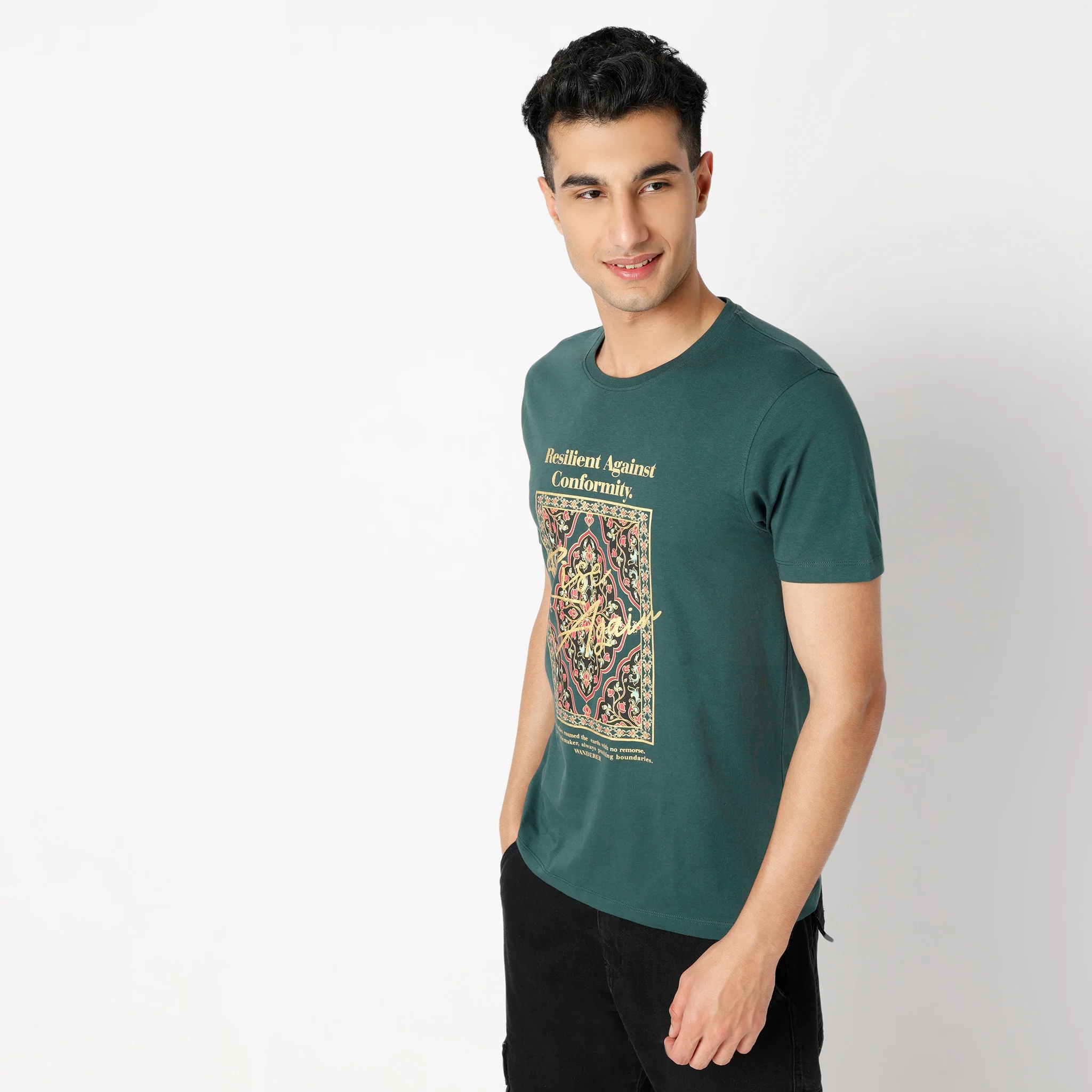 Graphitee Crew Neck Half Sleeve T-Shirt - Image 4