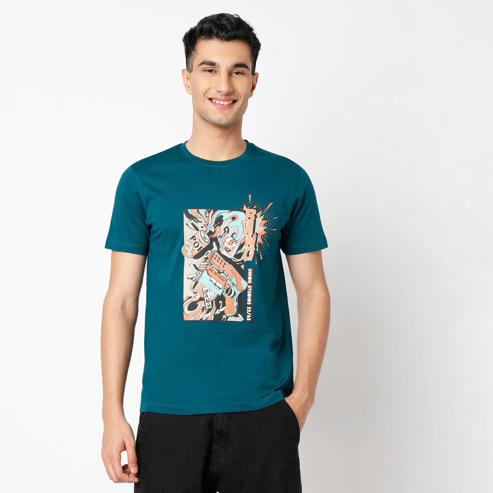 Graphitee Crew Neck Half Sleeve T-Shirt - Image 2