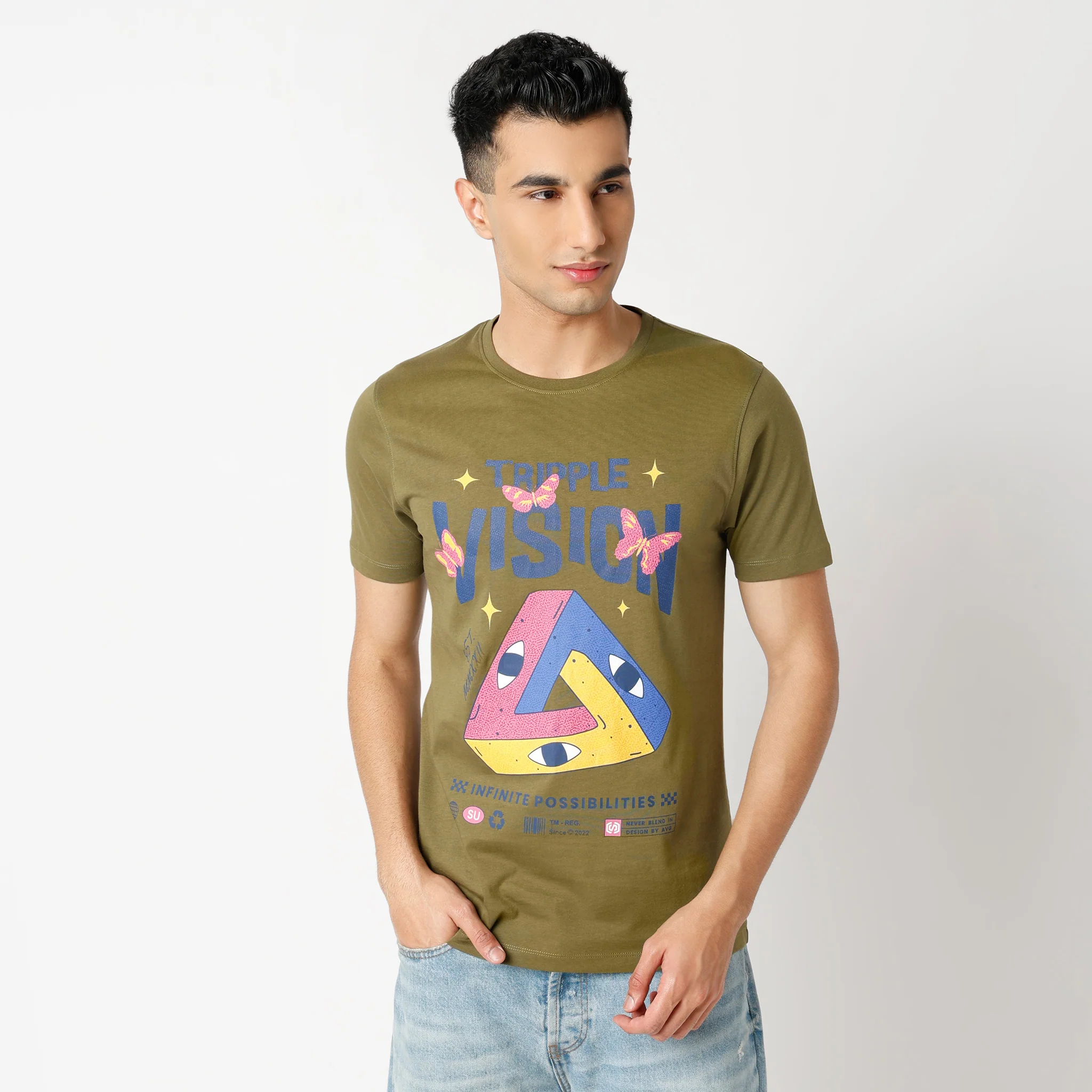 Graphitee Crew Neck Half Sleeve T-Shirt - Image 2
